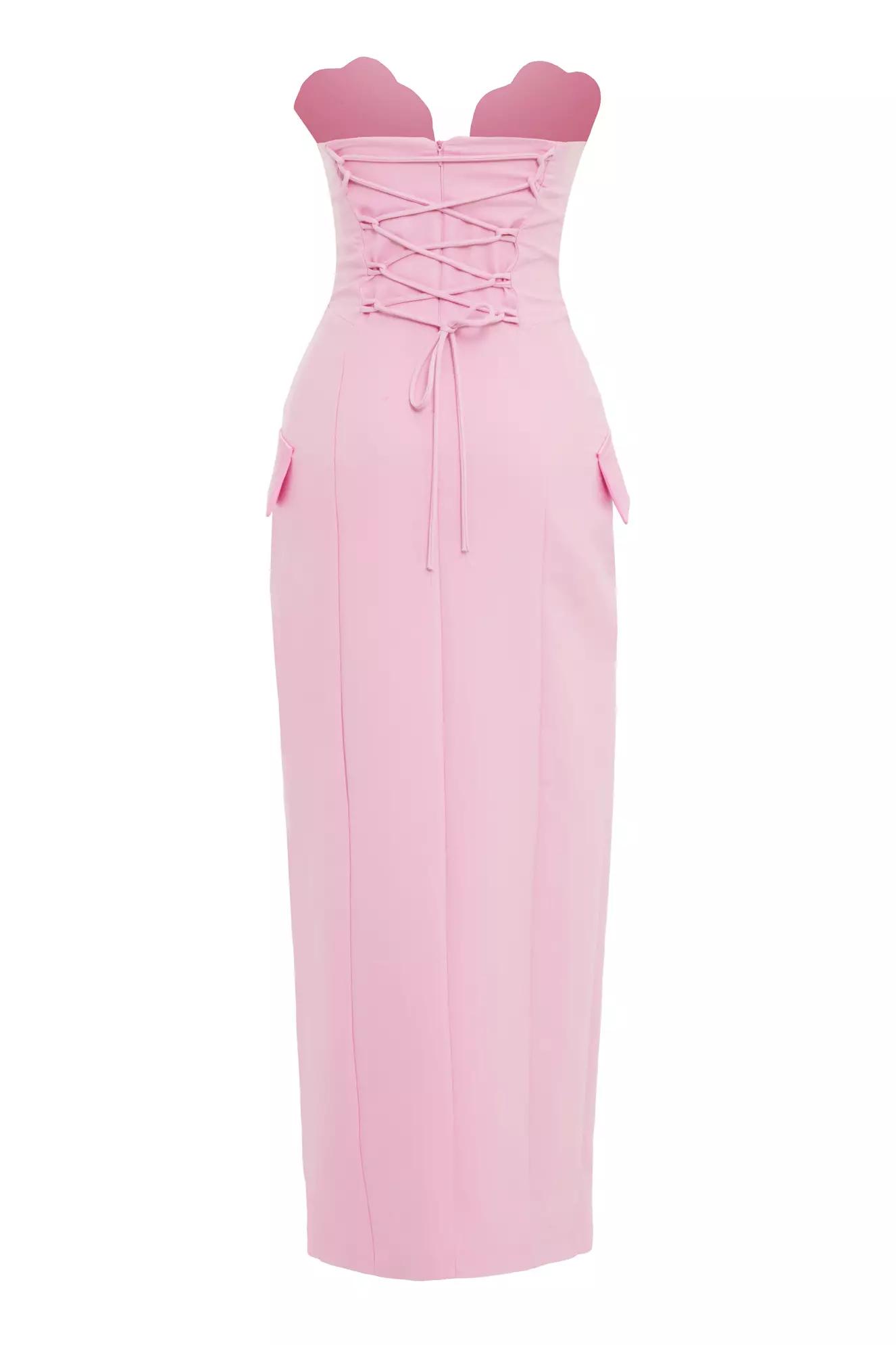 Blush crepe sleeveless maxi dress