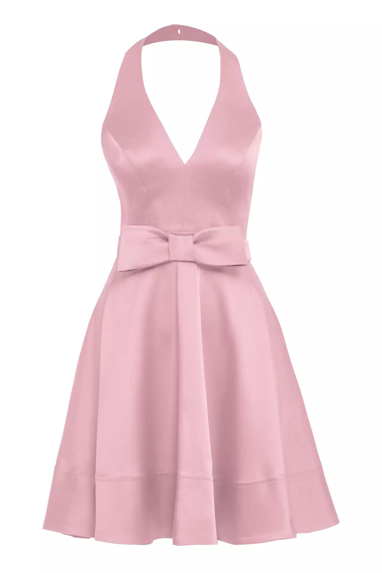 Blush satin sleeveless mini dress