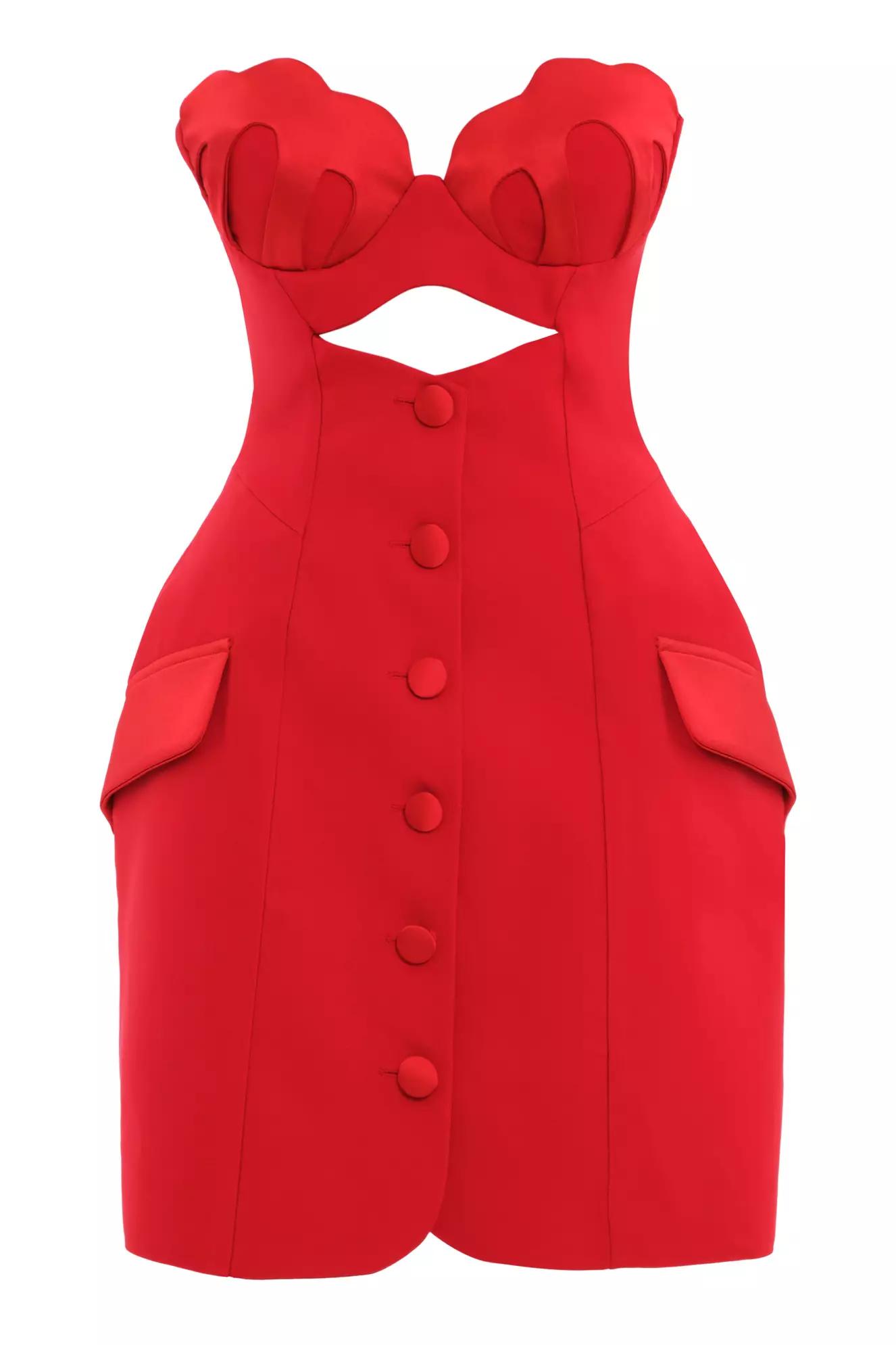 Red crepe sleeveless mini dress