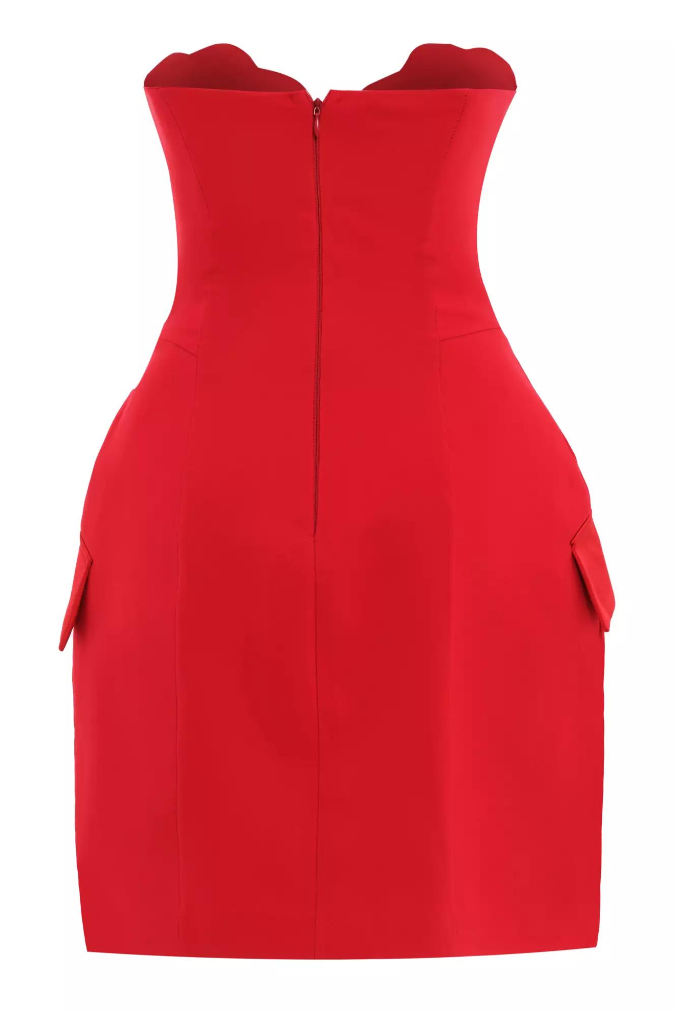 Red crepe sleeveless mini dress