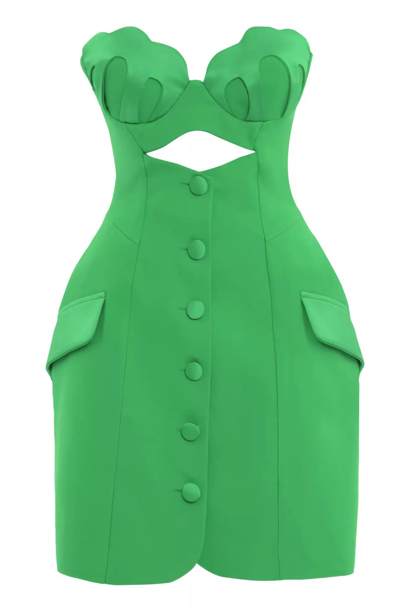 Green crepe sleeveless mini dress