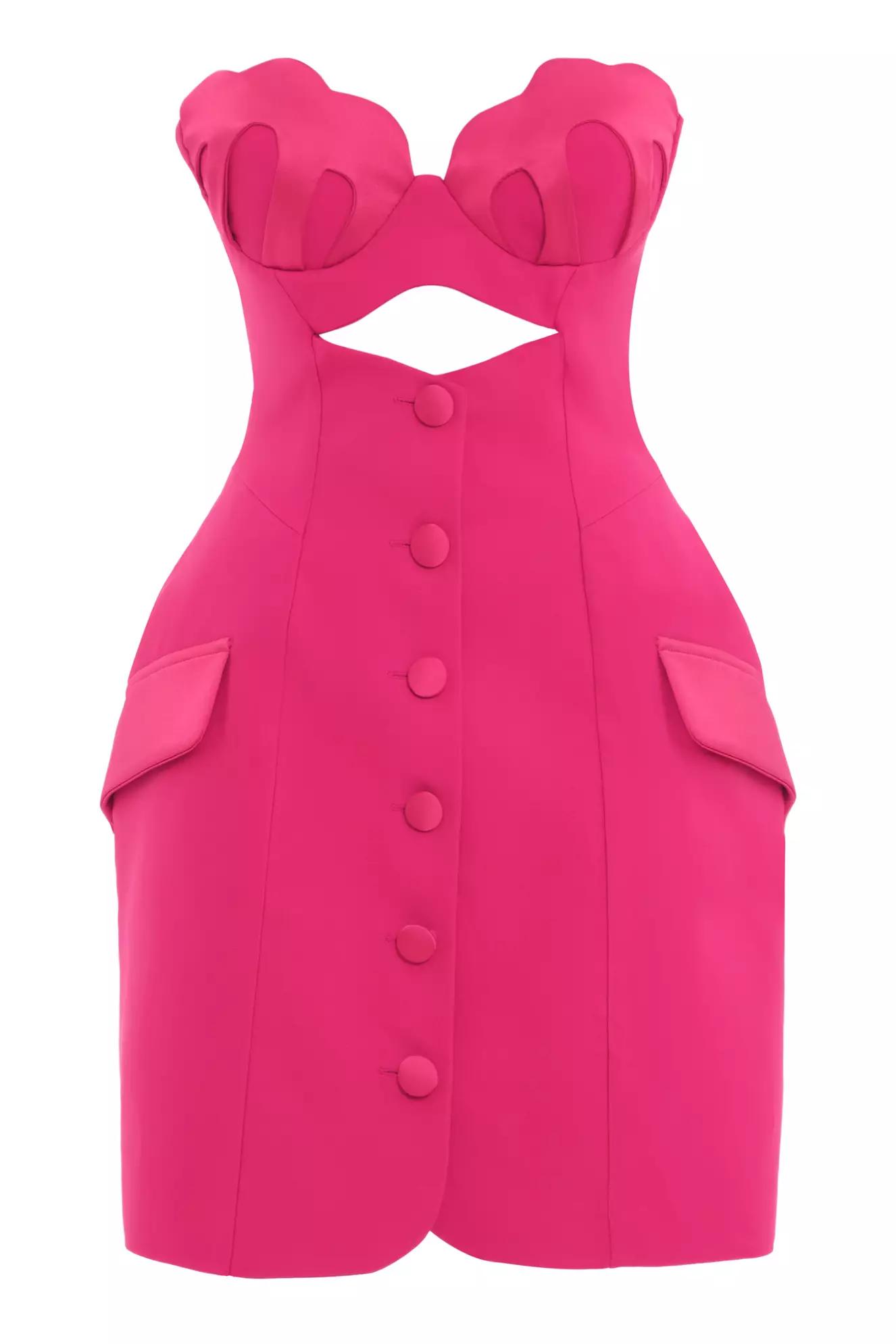 Fuchsia crepe sleeveless mini dress