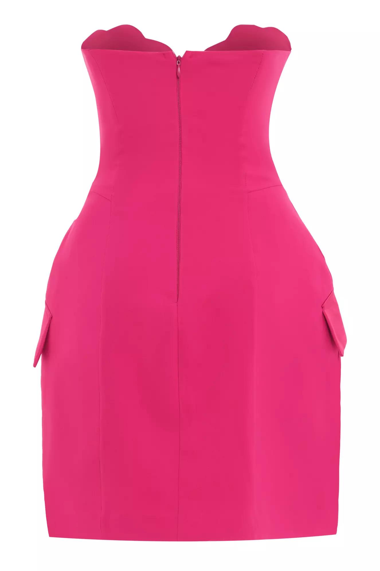 Fuchsia crepe sleeveless mini dress