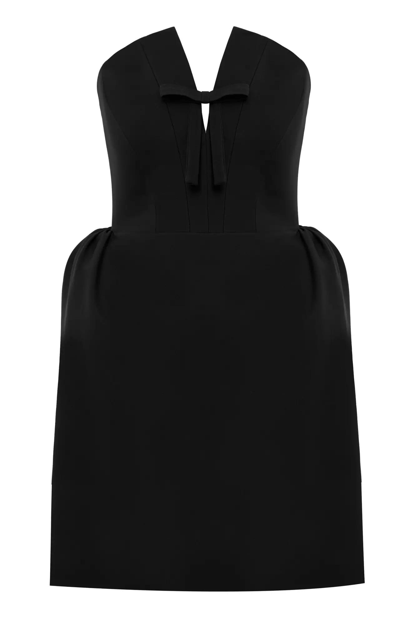 Black crepe sleeveless mini dress