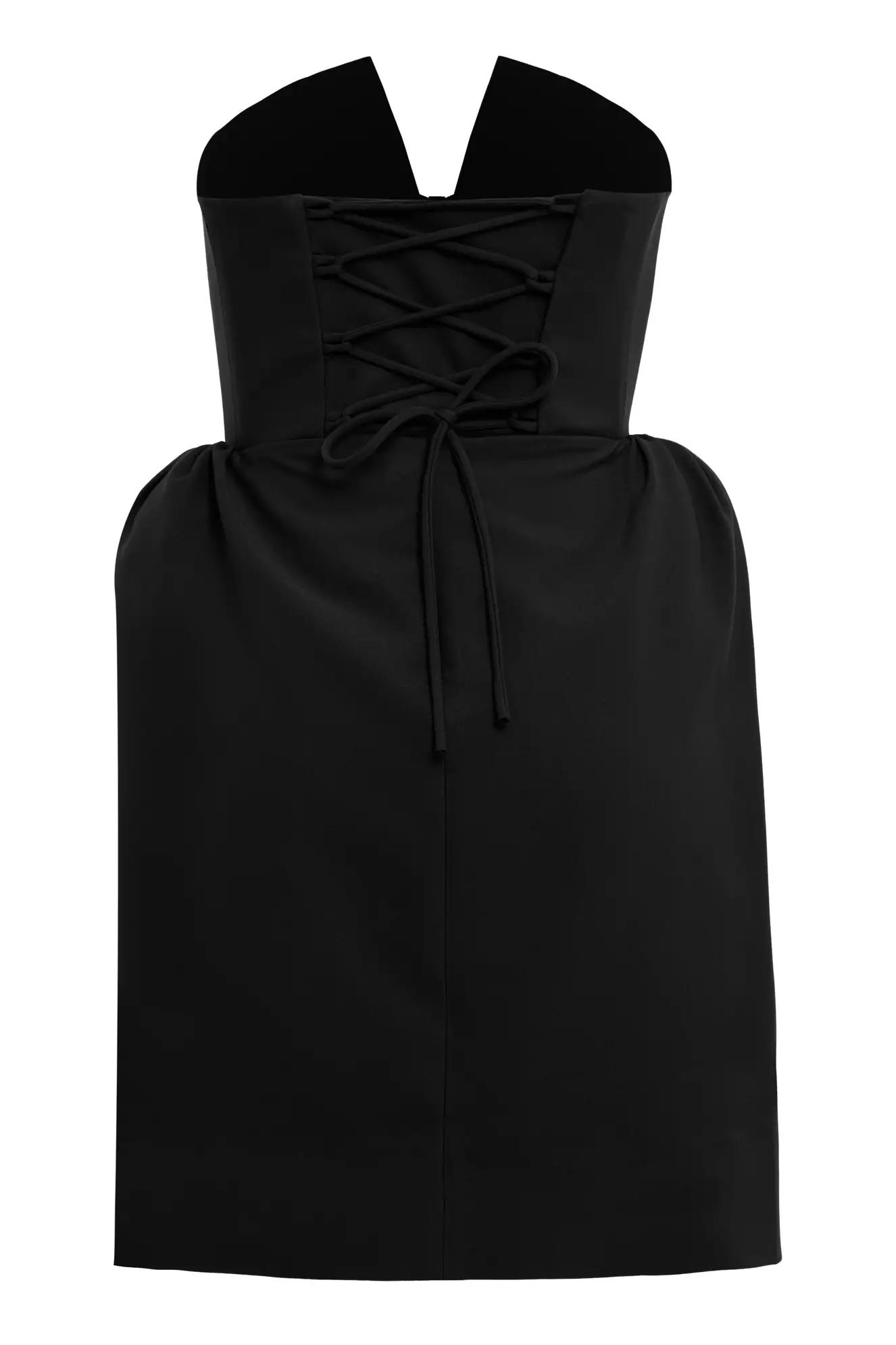 Black crepe sleeveless mini dress