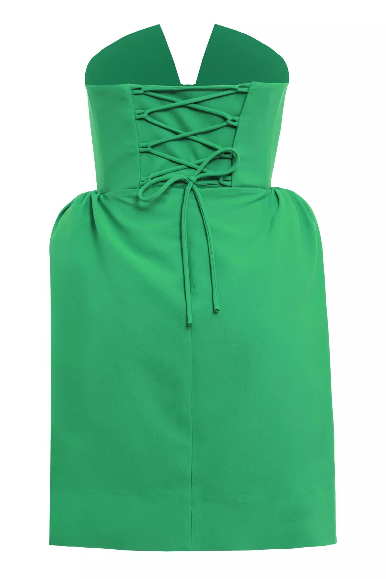 Green crepe sleeveless mini dress