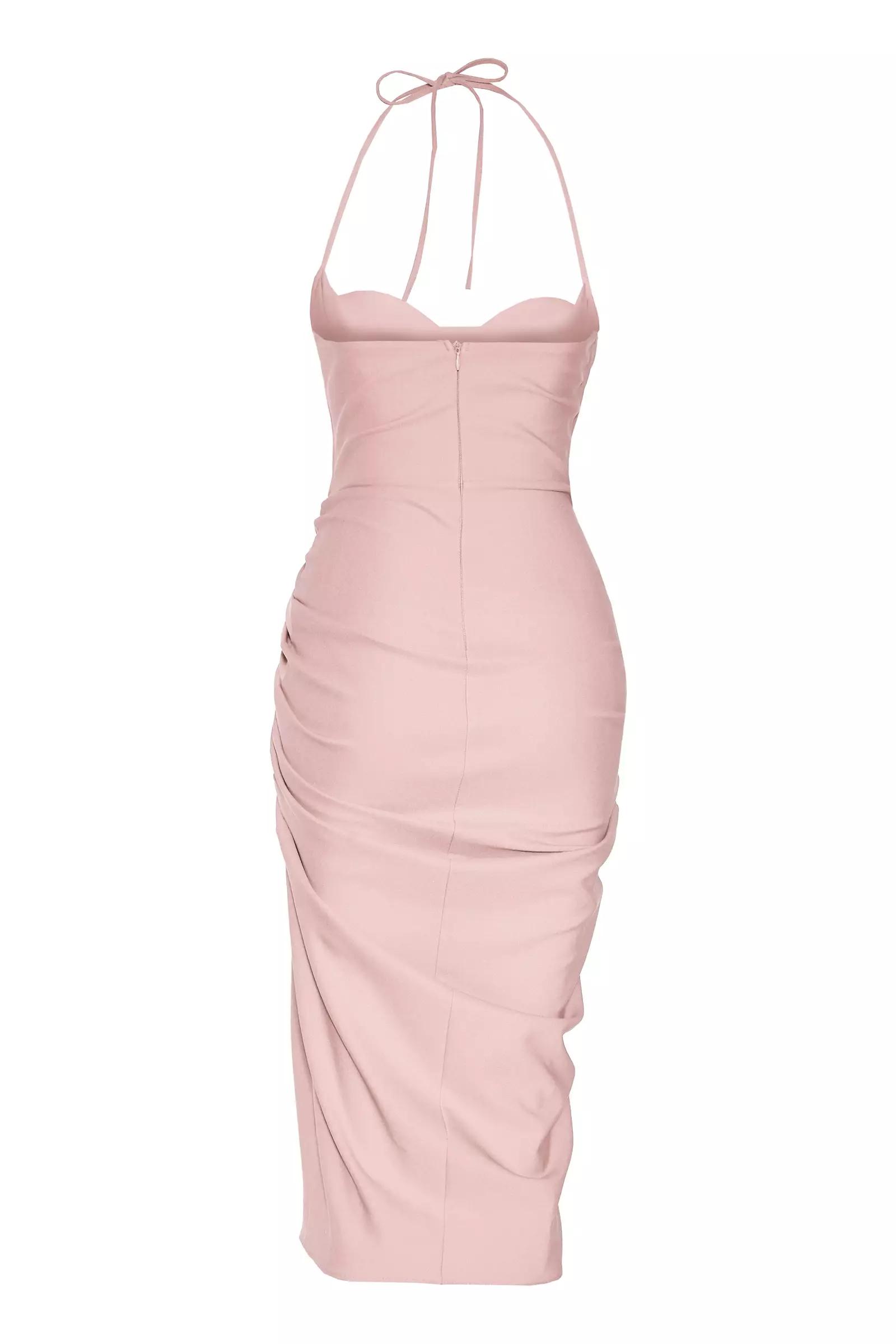 Blush crepe sleeveless maxi dress