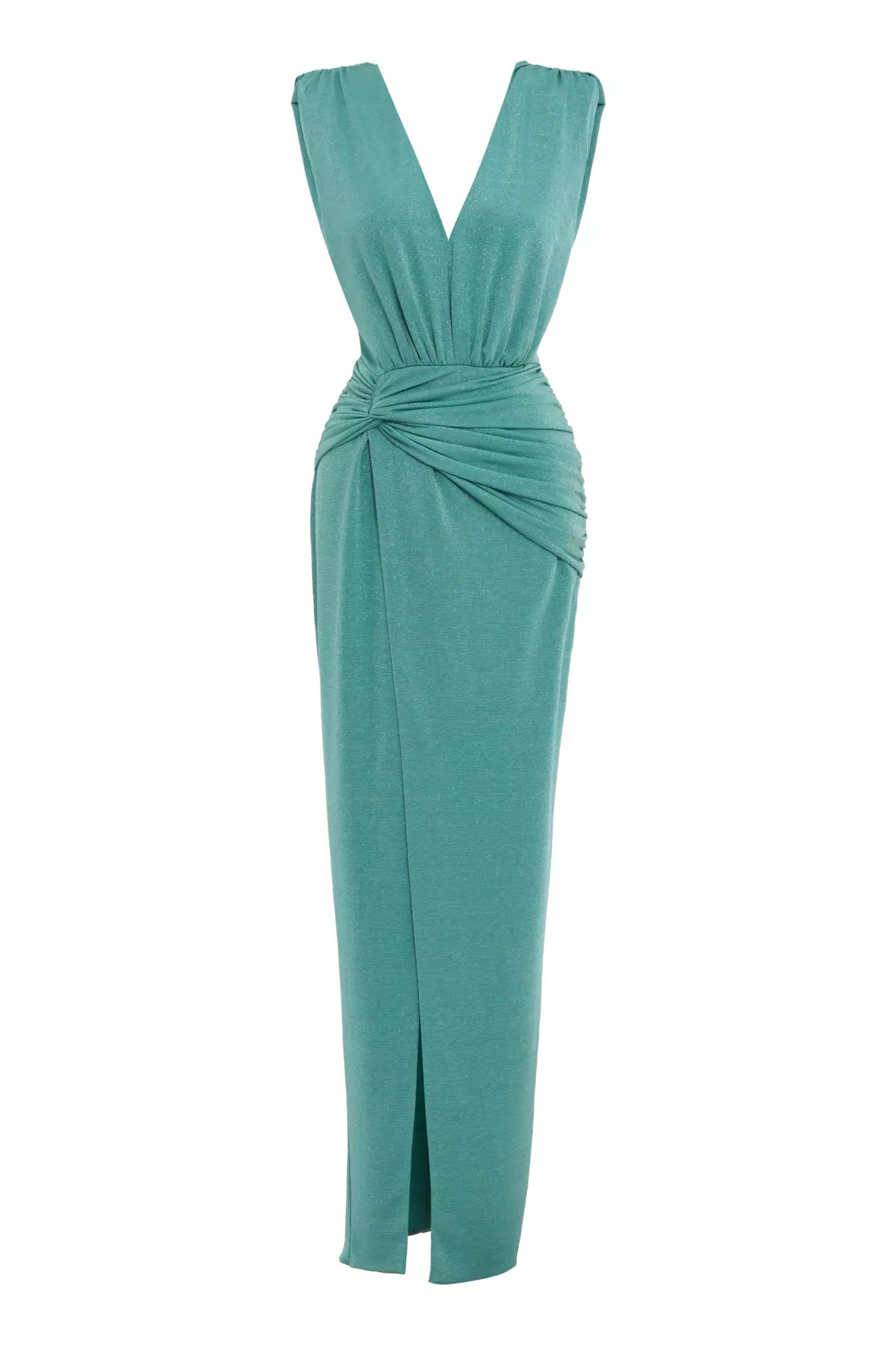 Green metalik sleeveless long dress