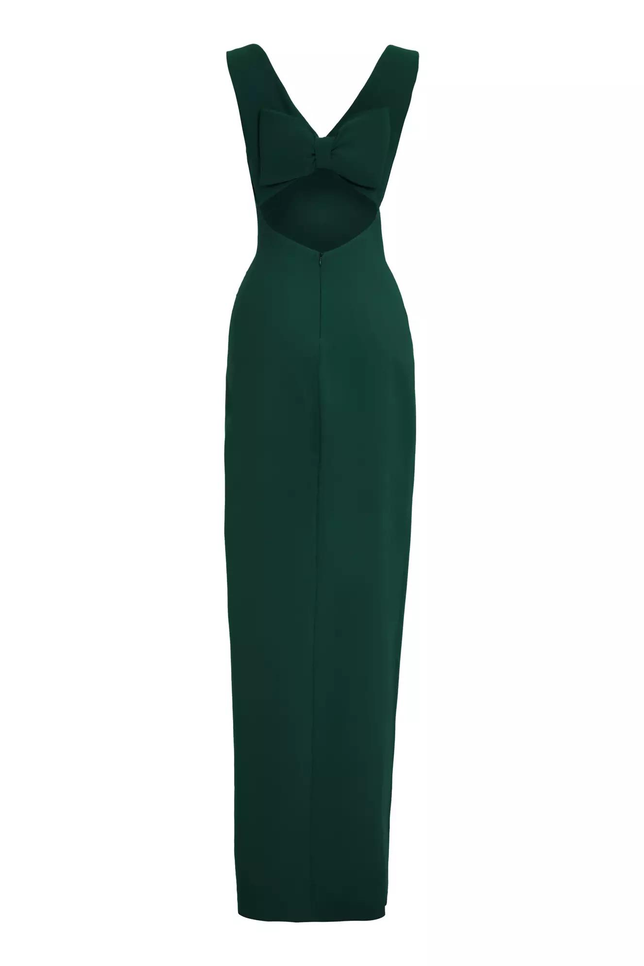 Green crepe sleeveless long dress