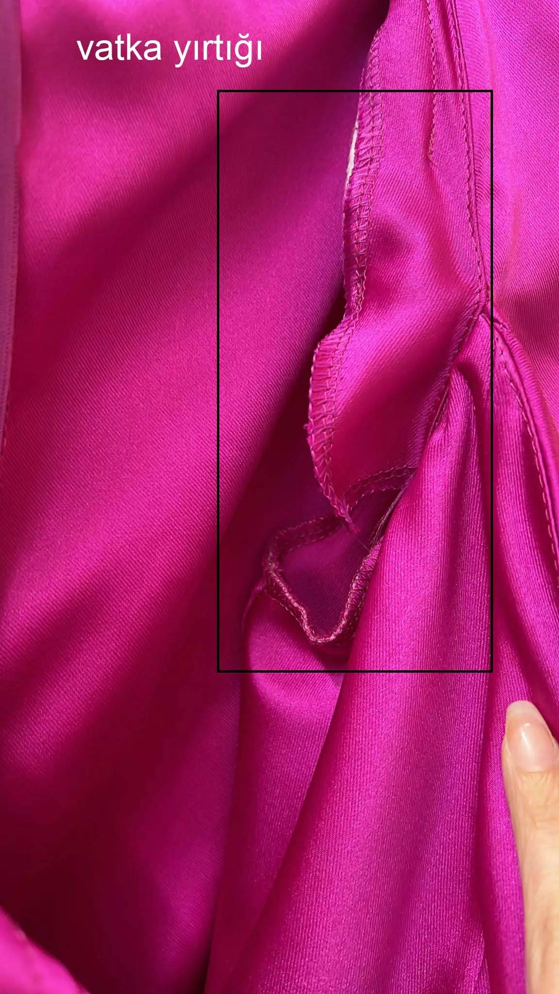 Fuchsia satin long sleeve long dress