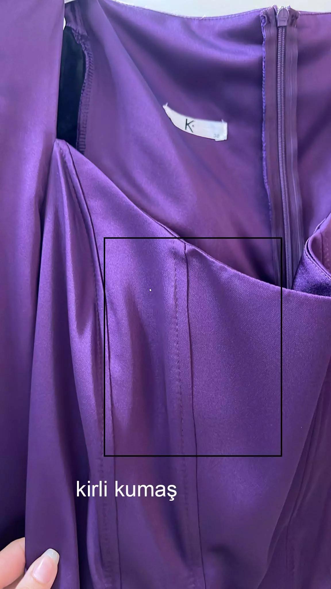 Purple satin long sleeve long dress