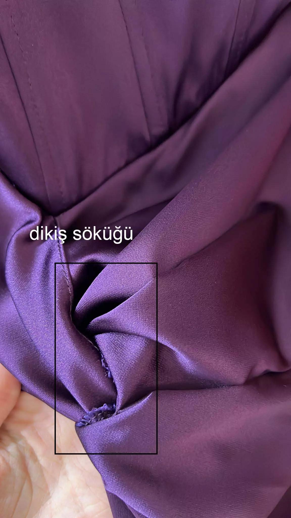 Purple satin long sleeve long dress