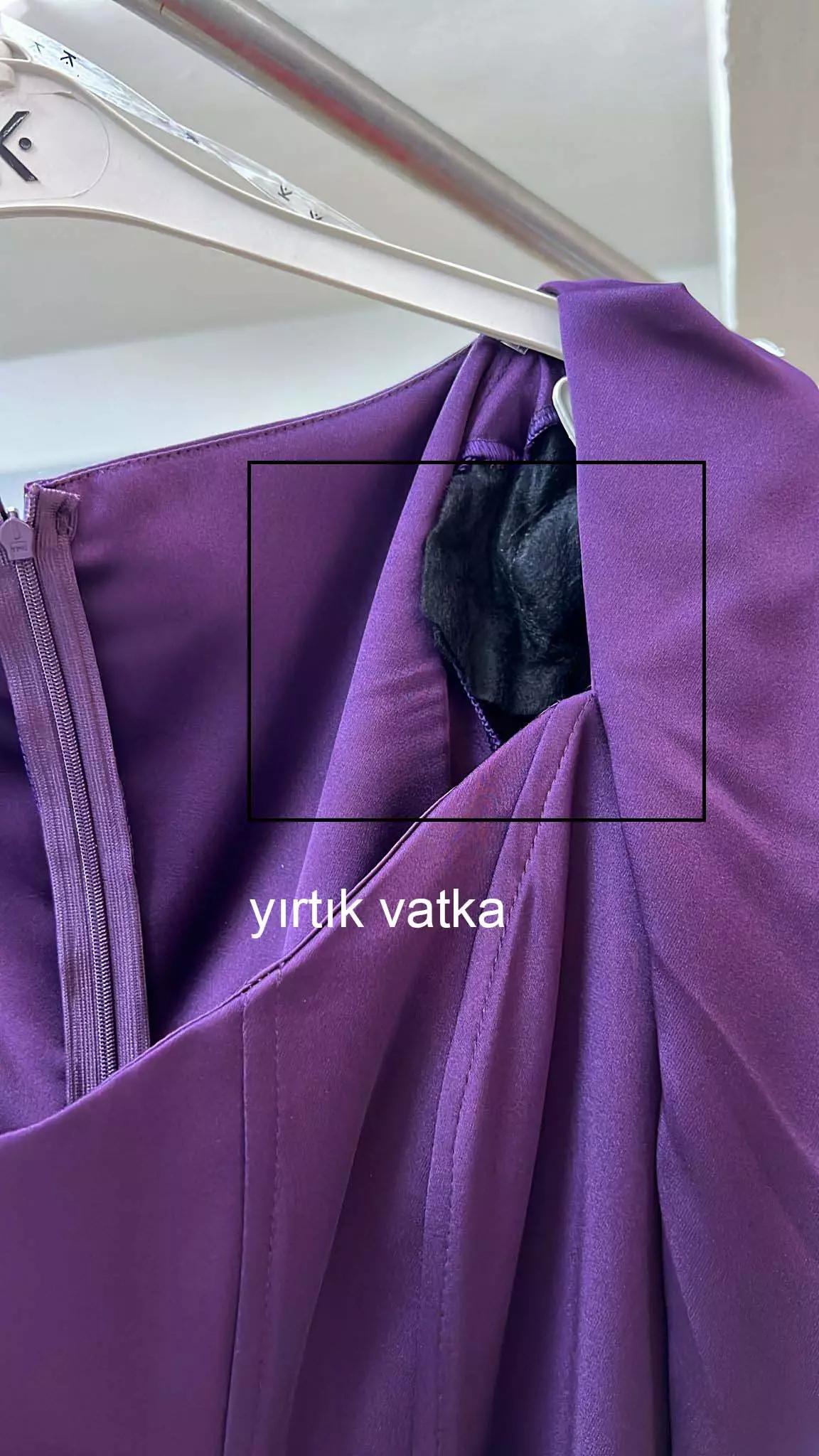 Purple satin long sleeve long dress