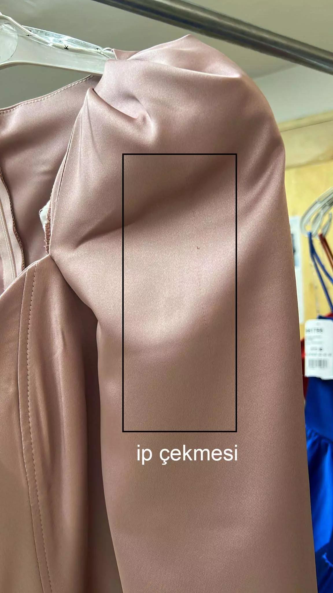 Blush satin long sleeve long dress