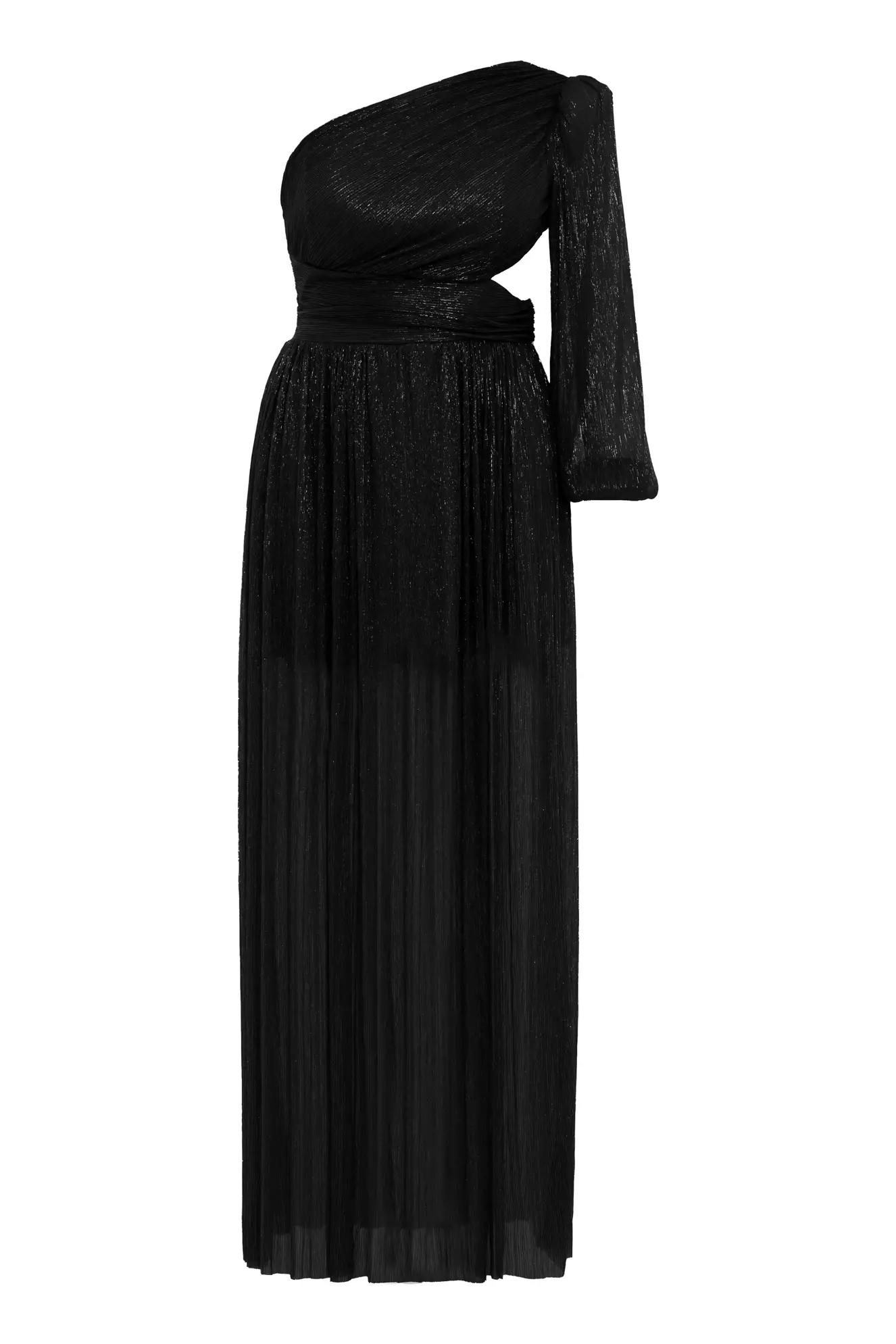 Black plus size moonlight one arm long dress