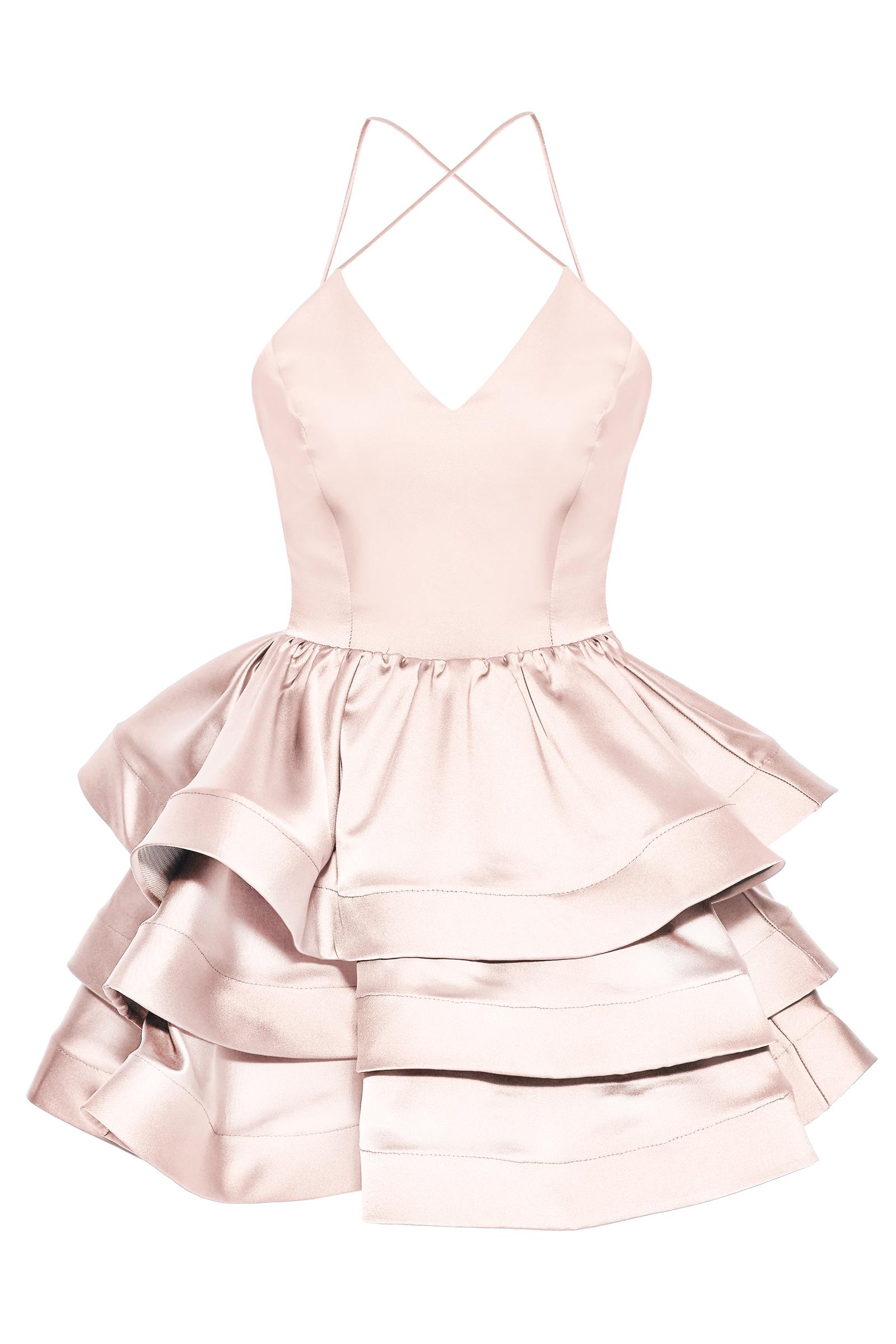 Blush satin sleeveless mini dress