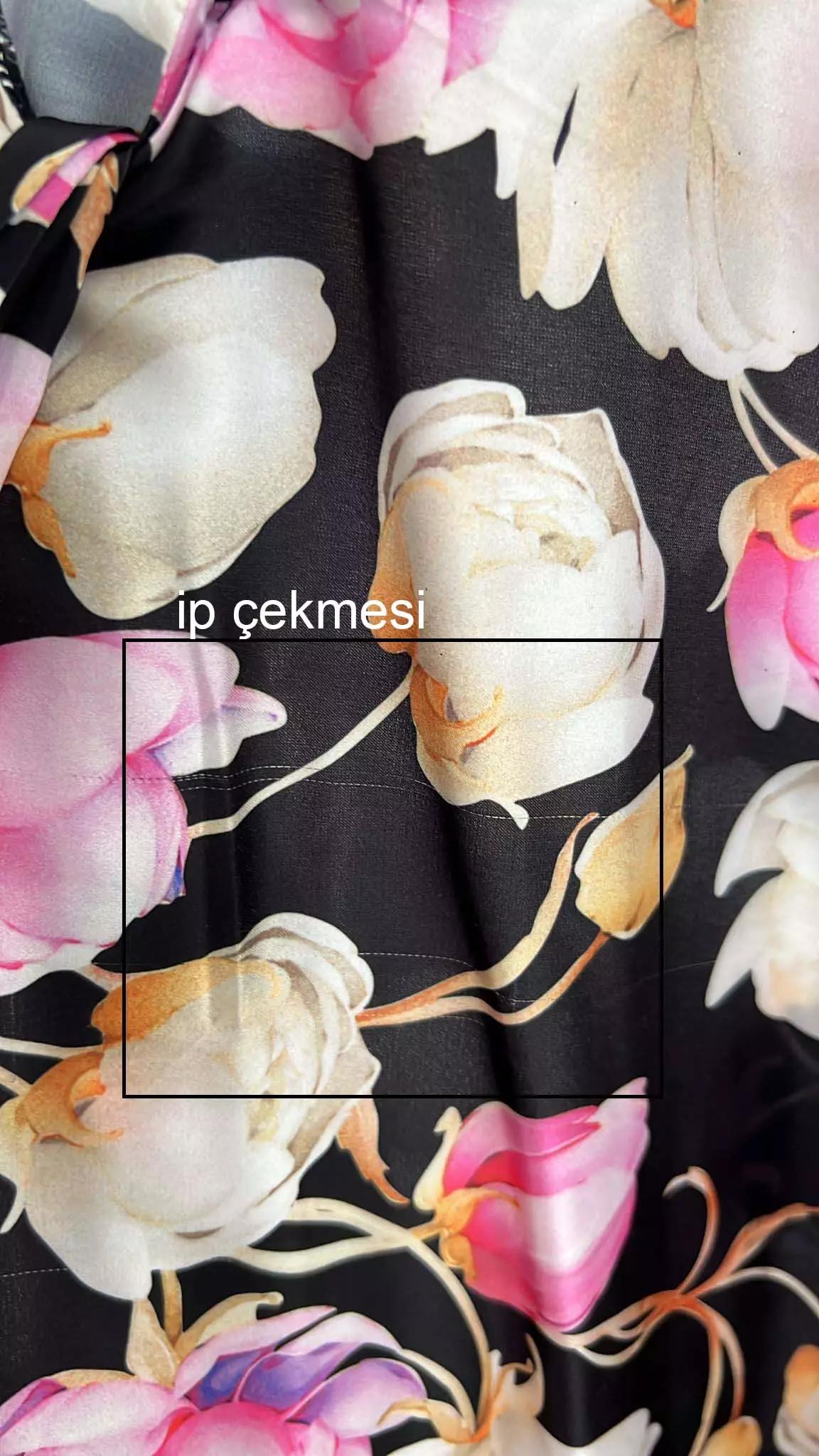 Printed satin kapri kol long dress