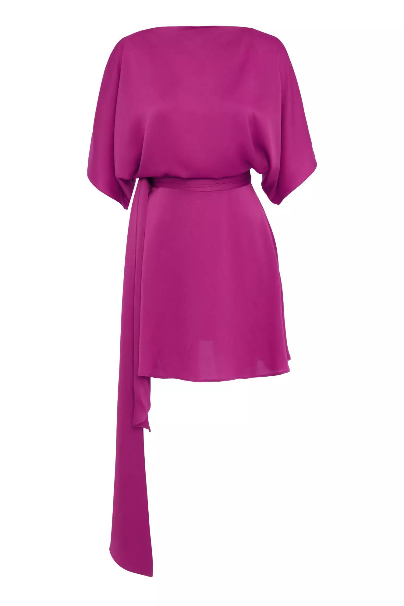 Fuchsia satin short sleeve mini dress