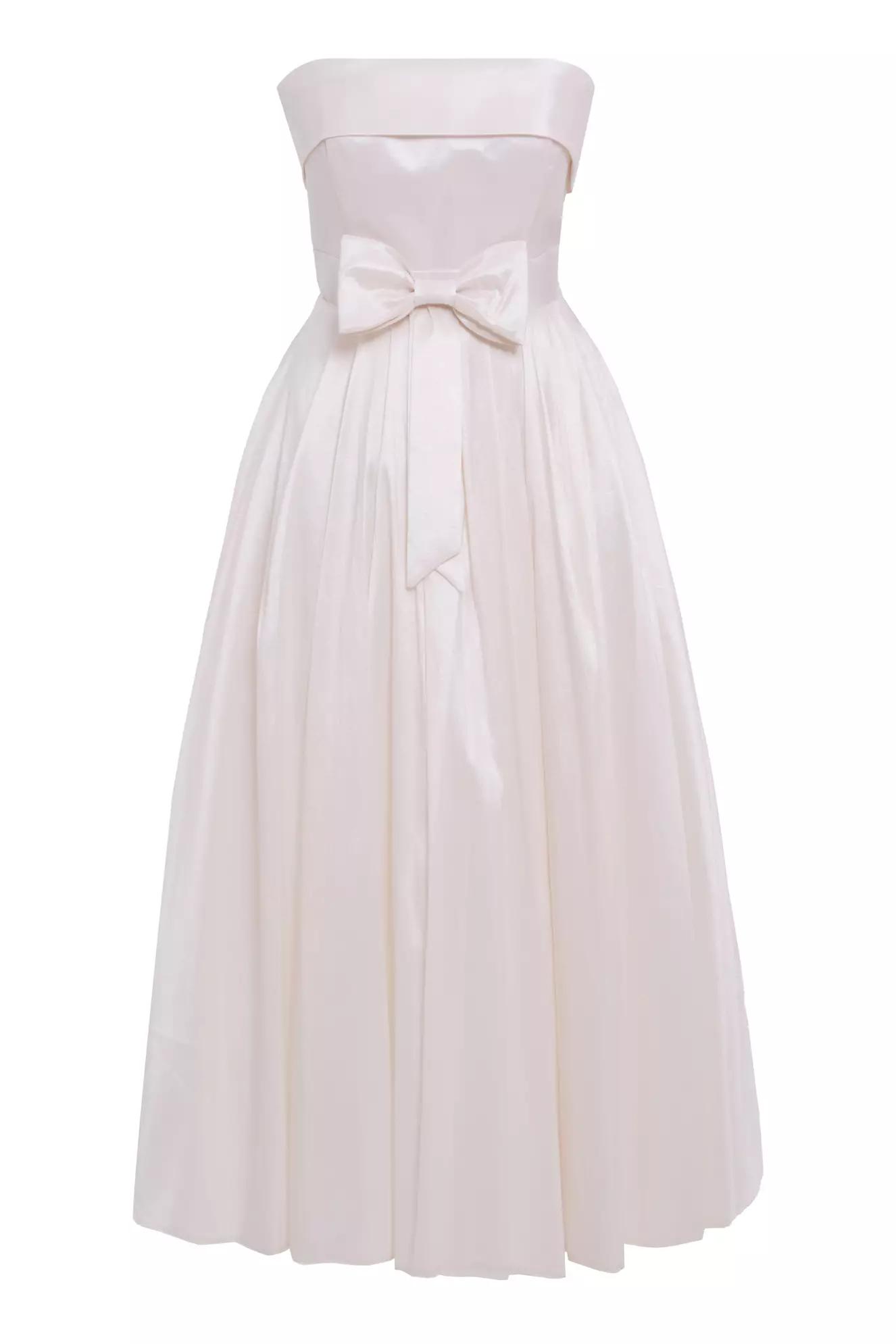 White tafta sleeveless long dress