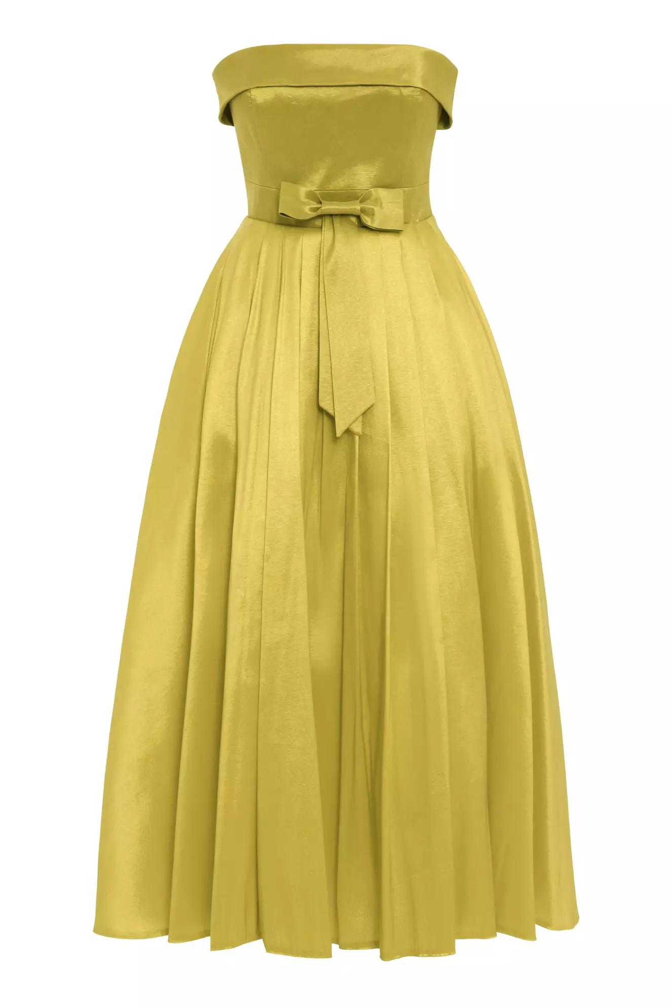 Pistachio green tafta sleeveless long dress