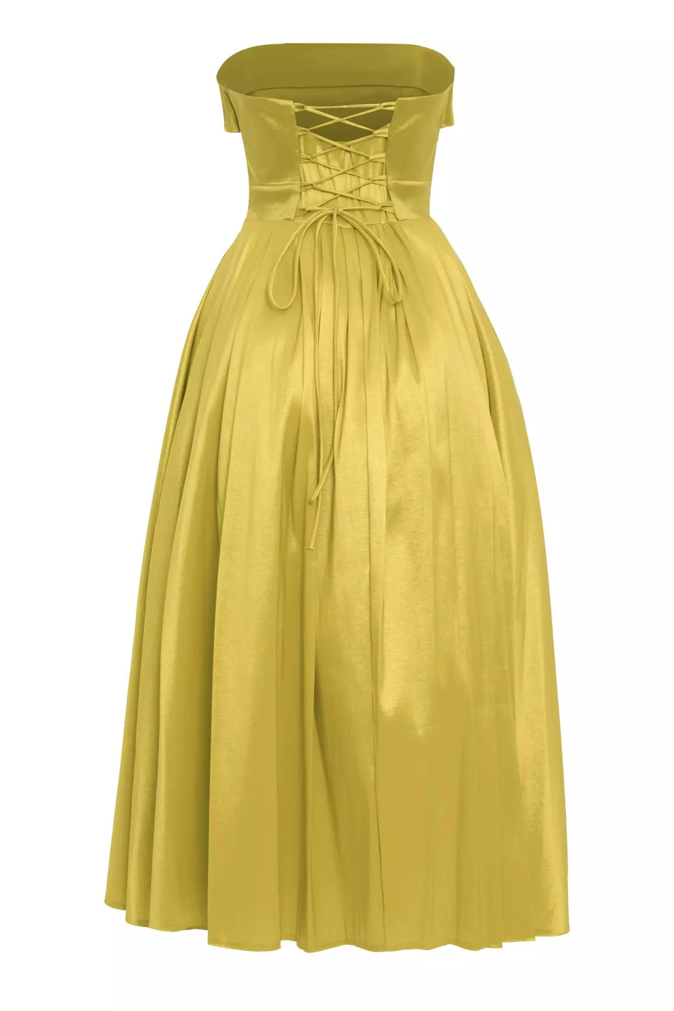 Pistachio green tafta sleeveless long dress