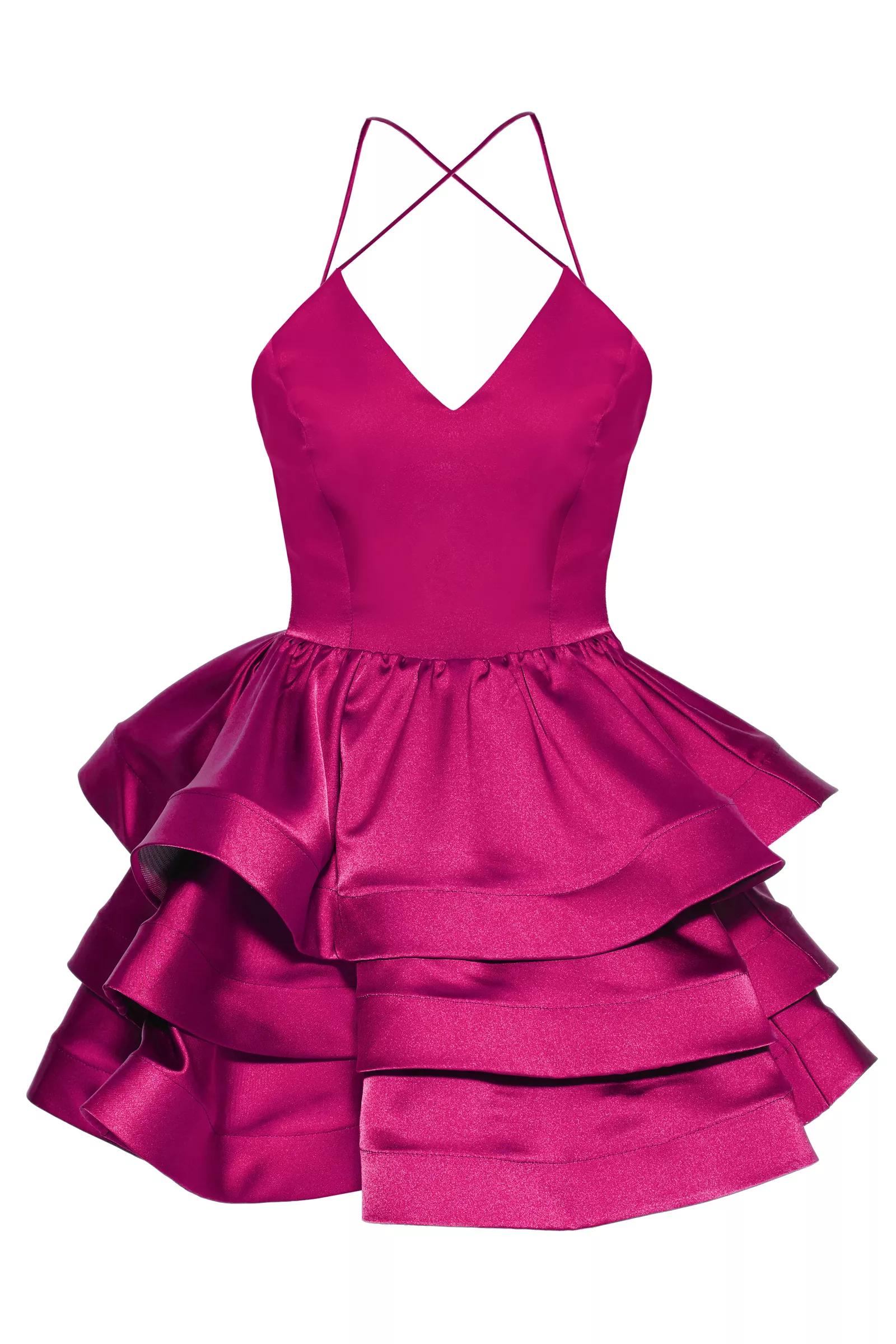 Fuchsia satin sleeveless mini dress