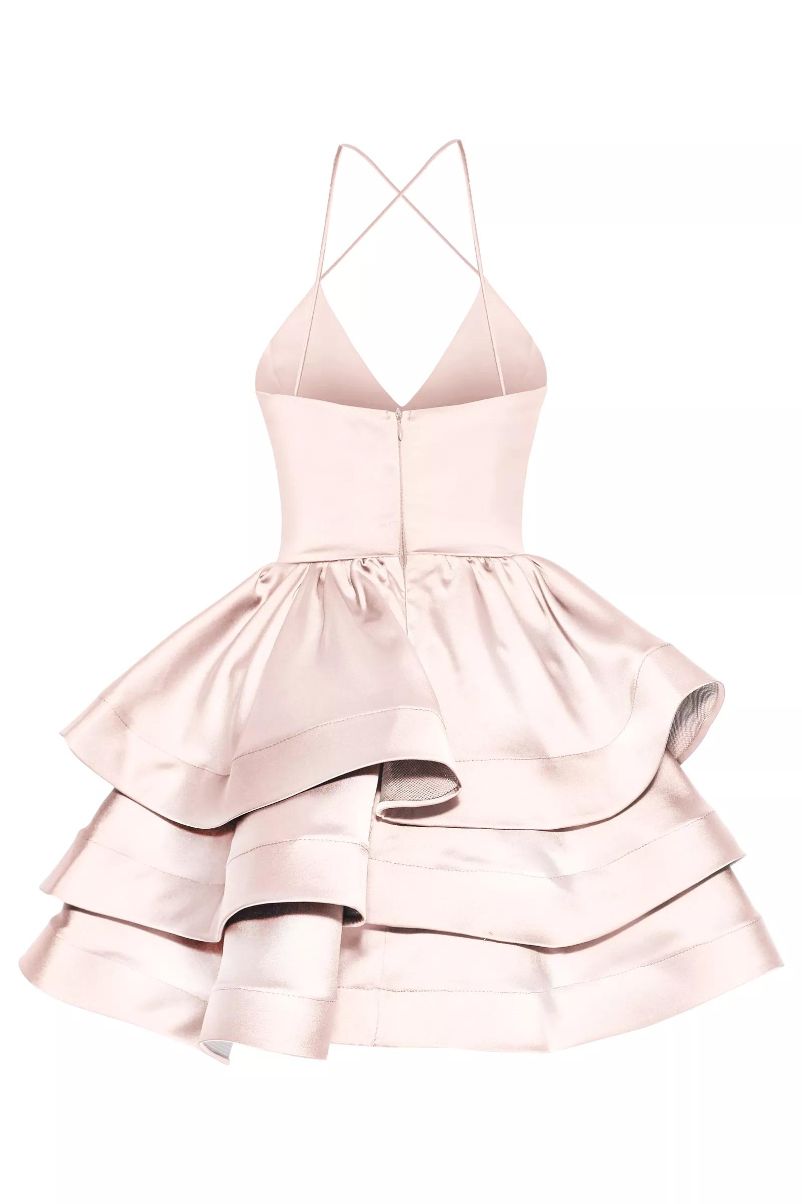 Blush satin sleeveless mini dress