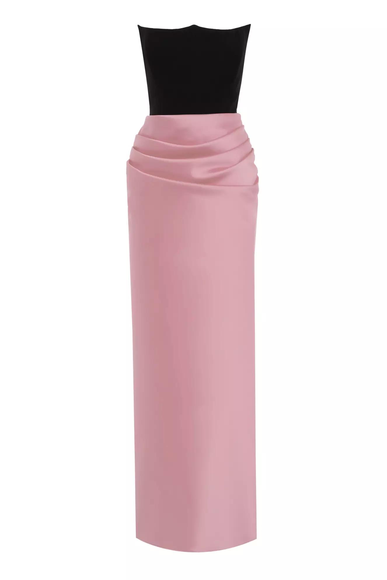 Blush satin sleeveless long dress