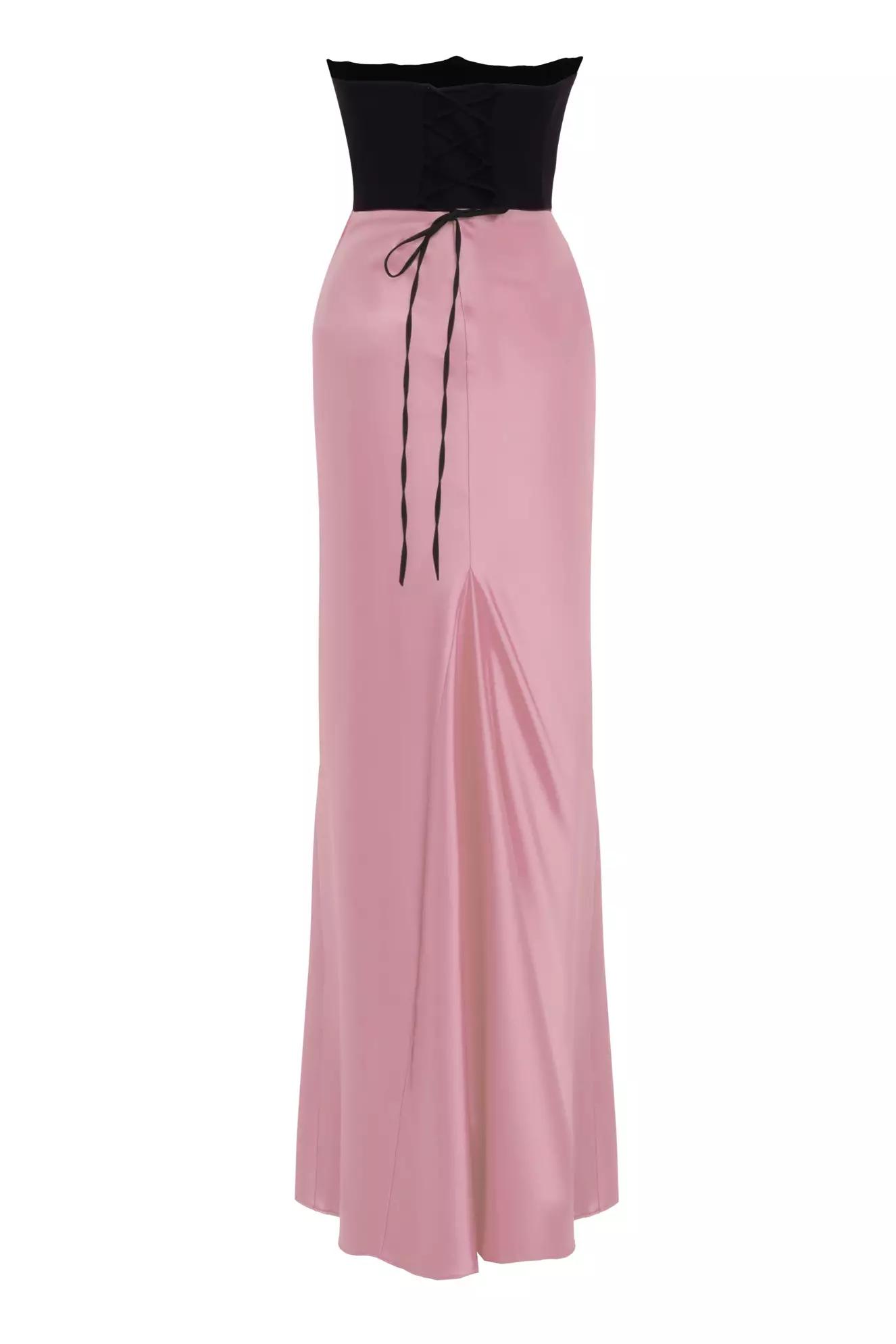 Blush satin sleeveless long dress