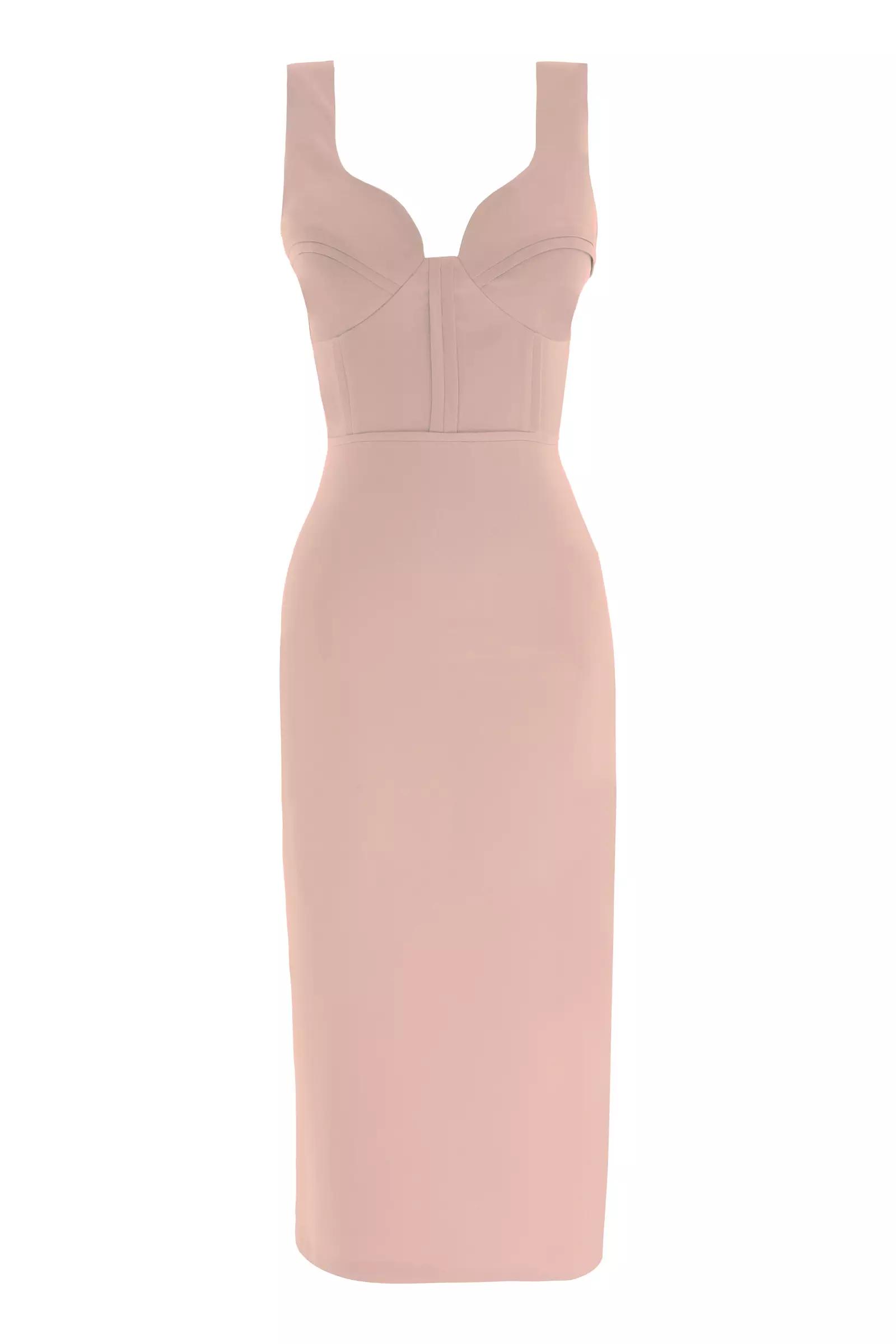 Blush crepe sleeveless maxi dress