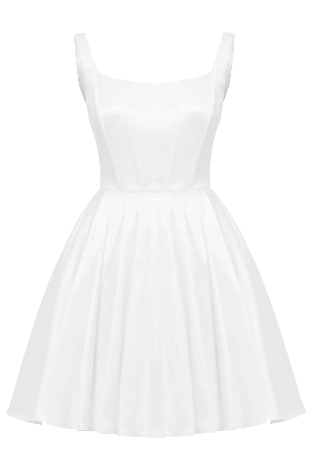 White tafta sleeveless mini dress