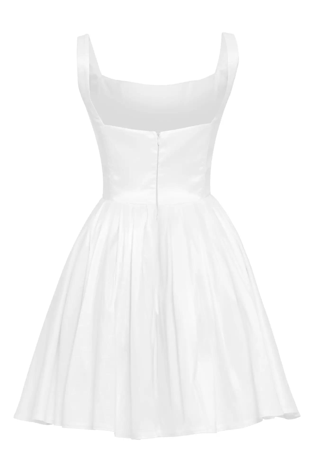 White tafta sleeveless mini dress