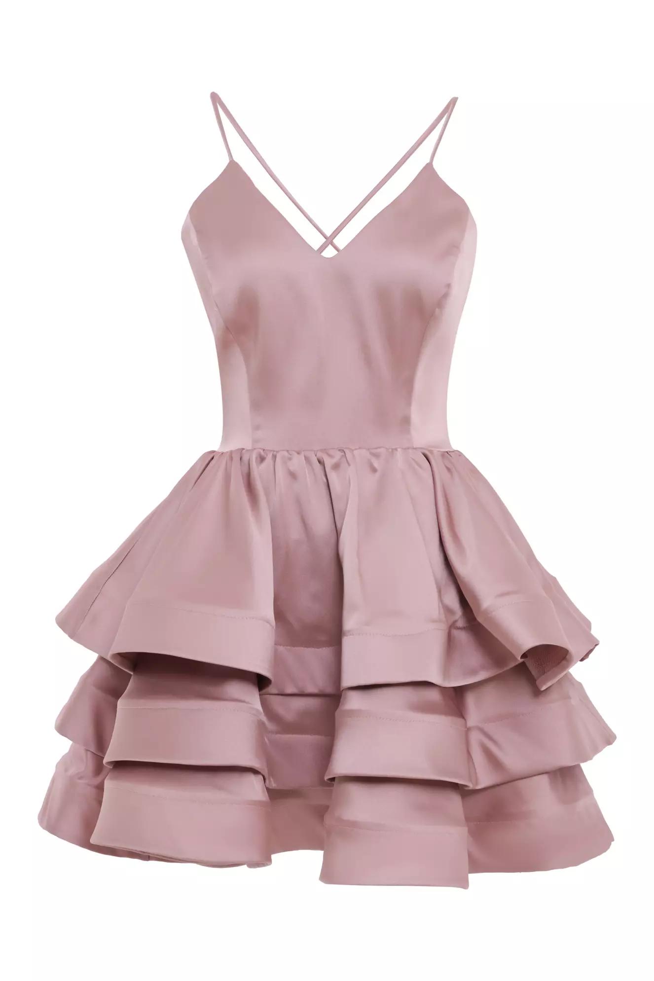 Blush satin sleeveless mini dress