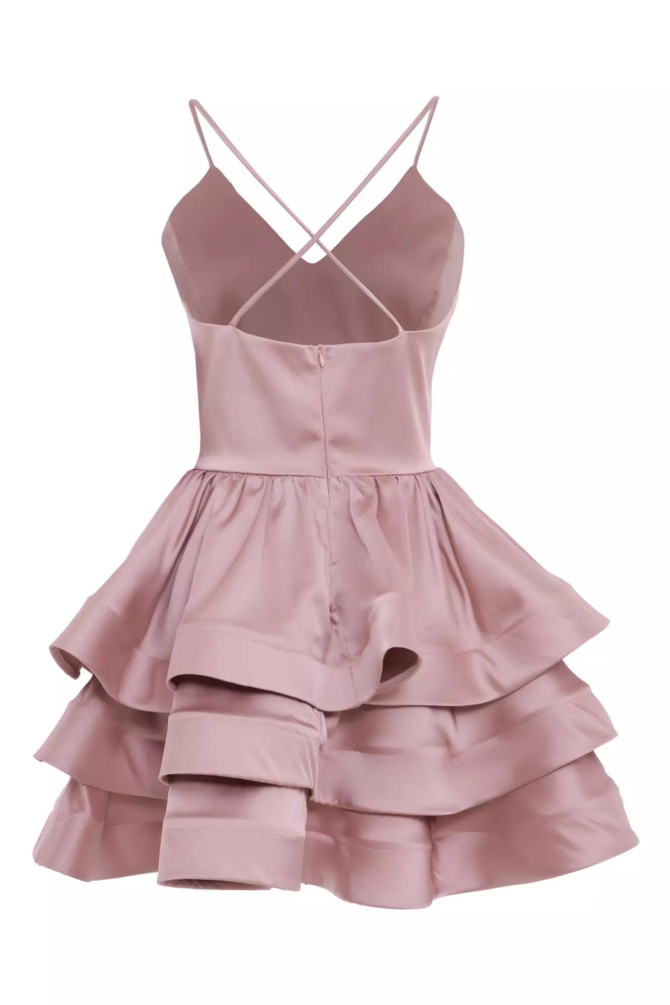 Blush satin sleeveless mini dress