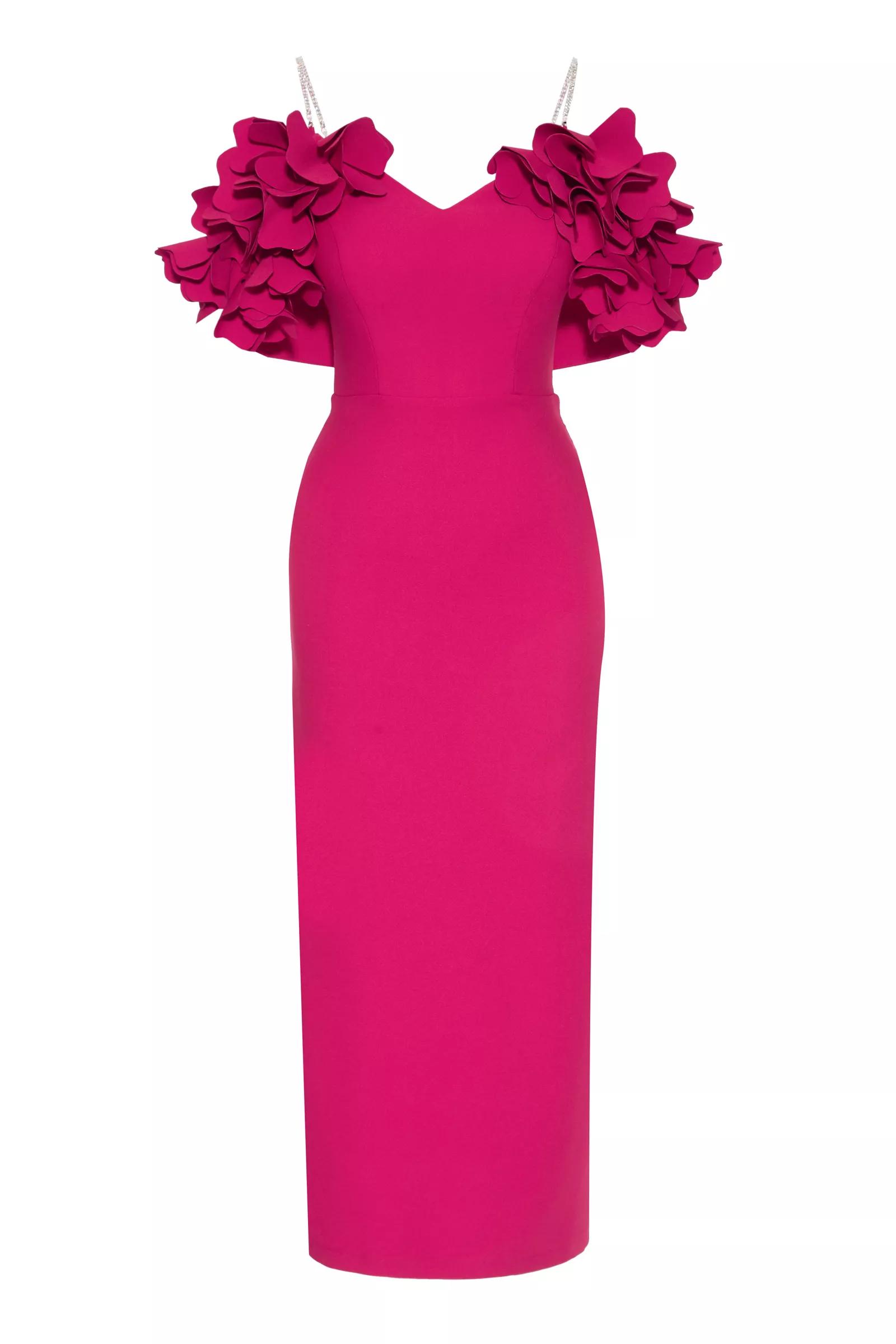 Fuchsia crepe sleeveless maxi dress