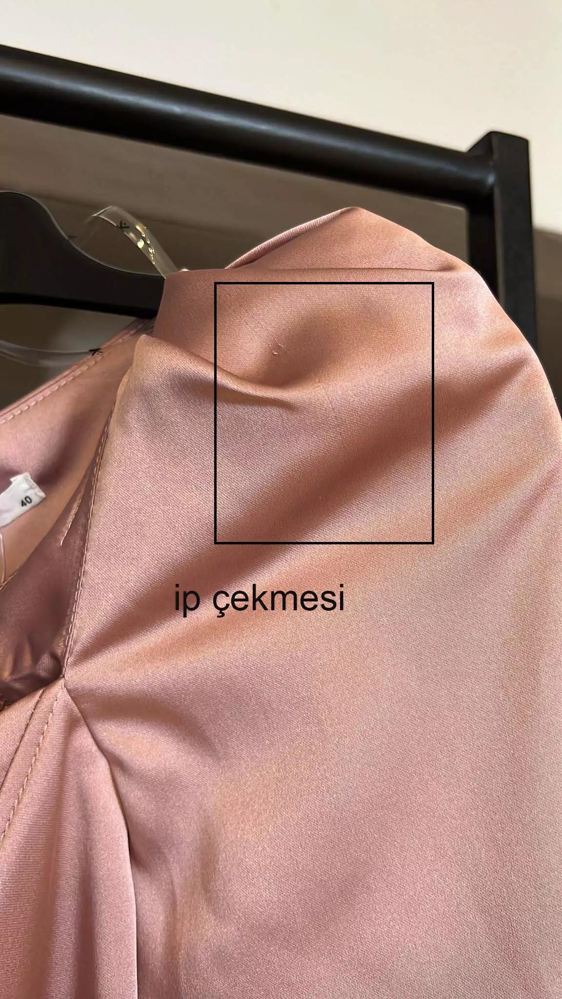 Blush satin long sleeve long dress