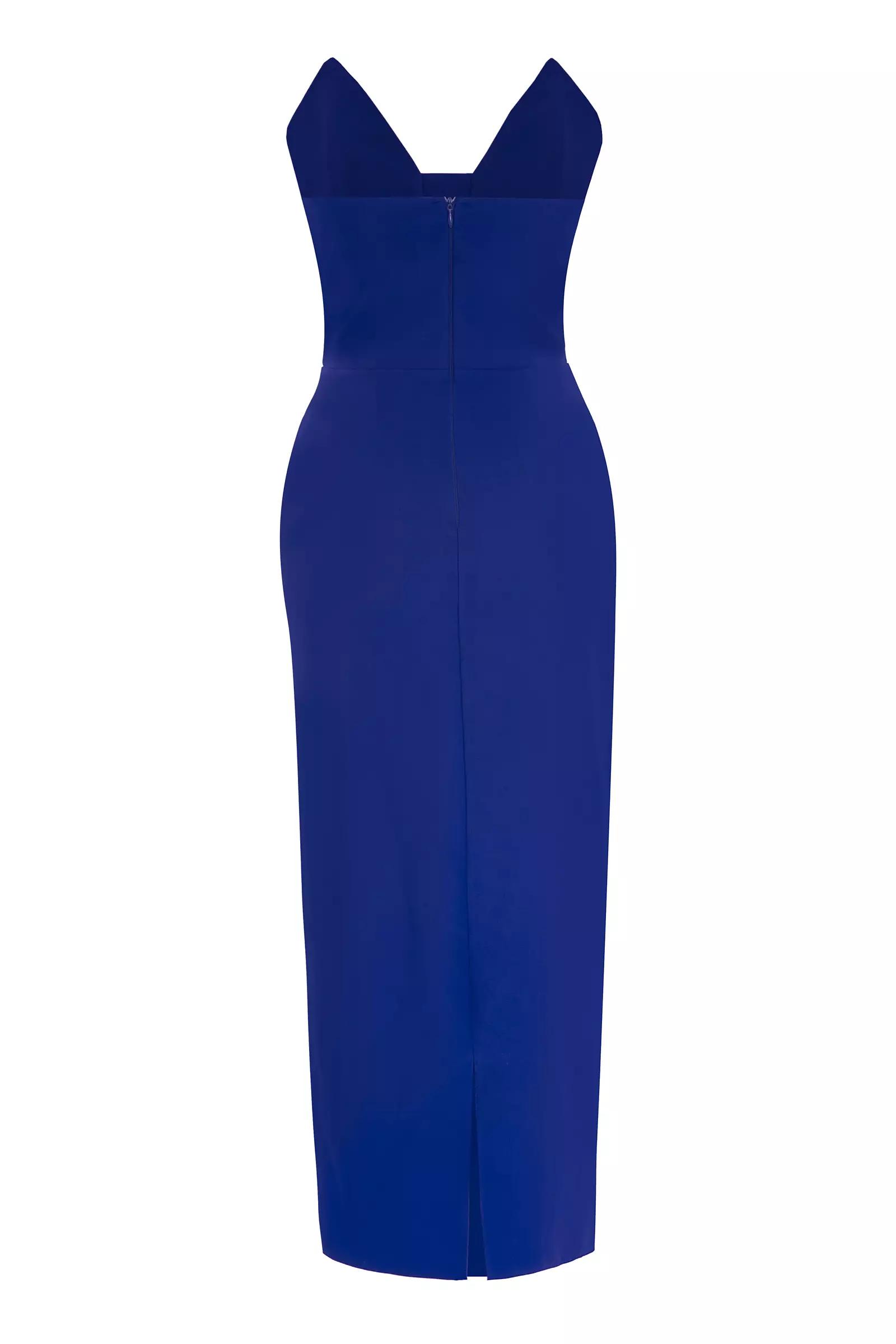 Blue crepe sleeveless maxi dress