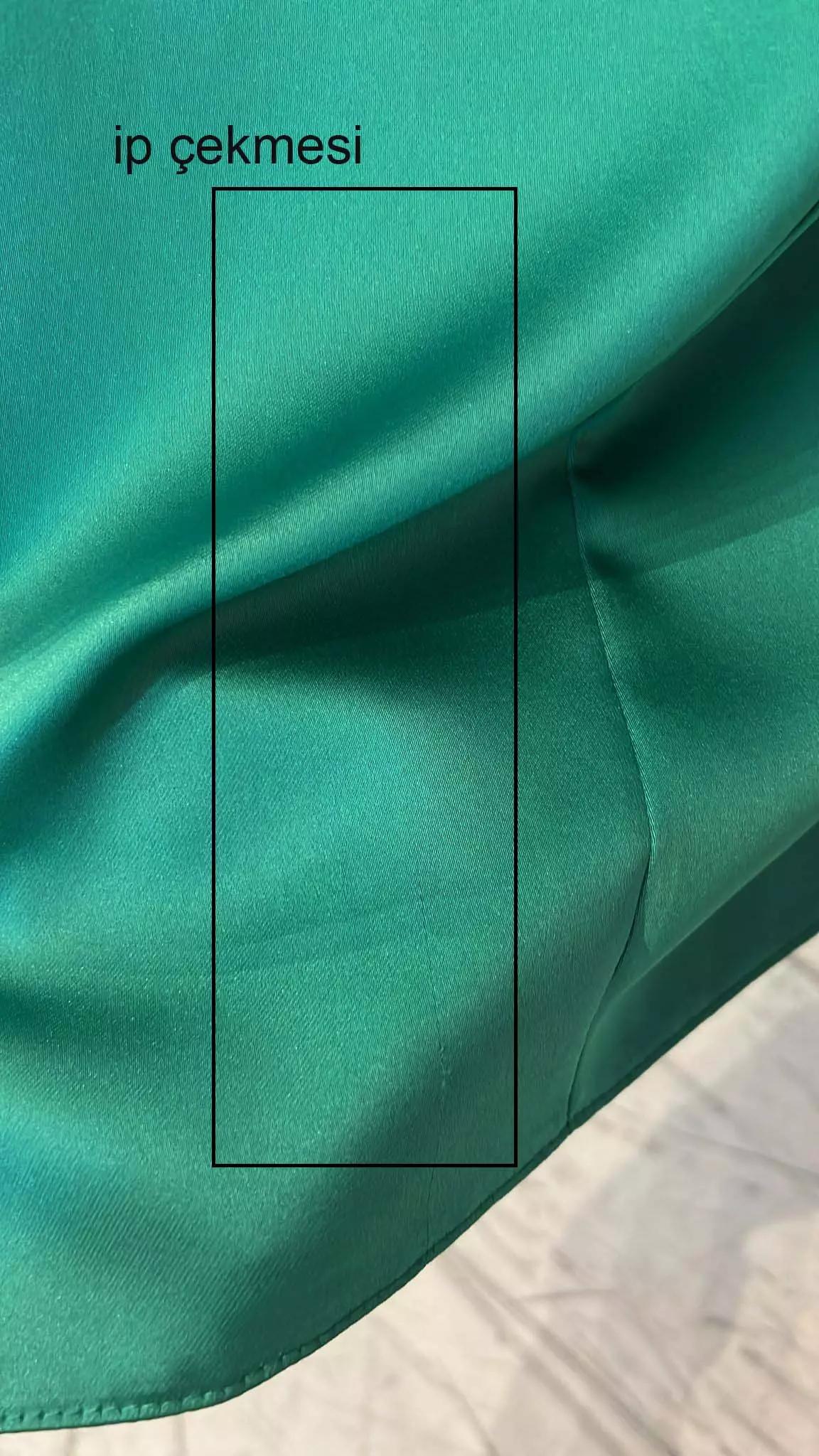 Green satin sleeveless long dress