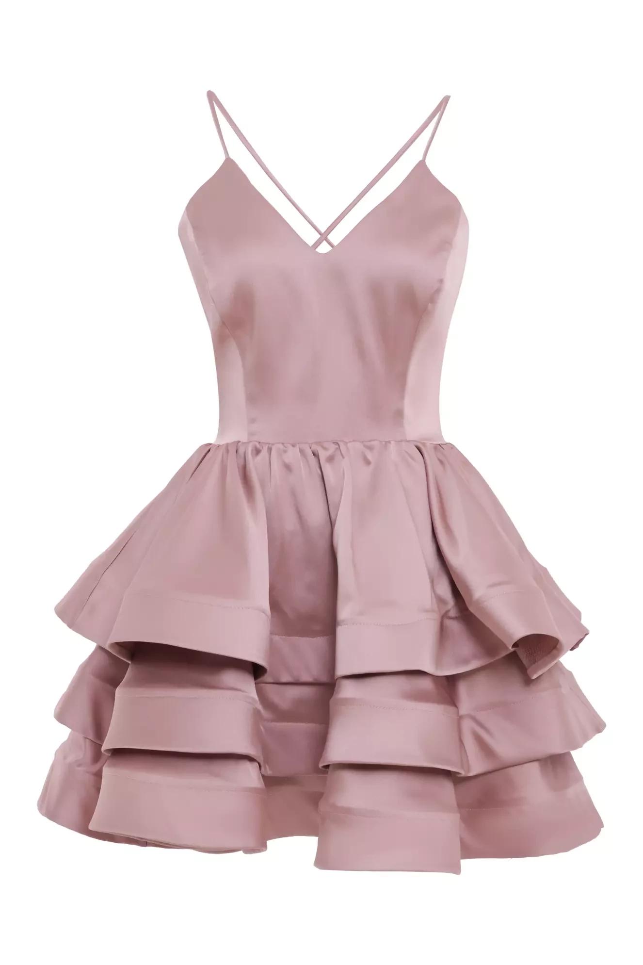 Blush satin sleeveless mini dress