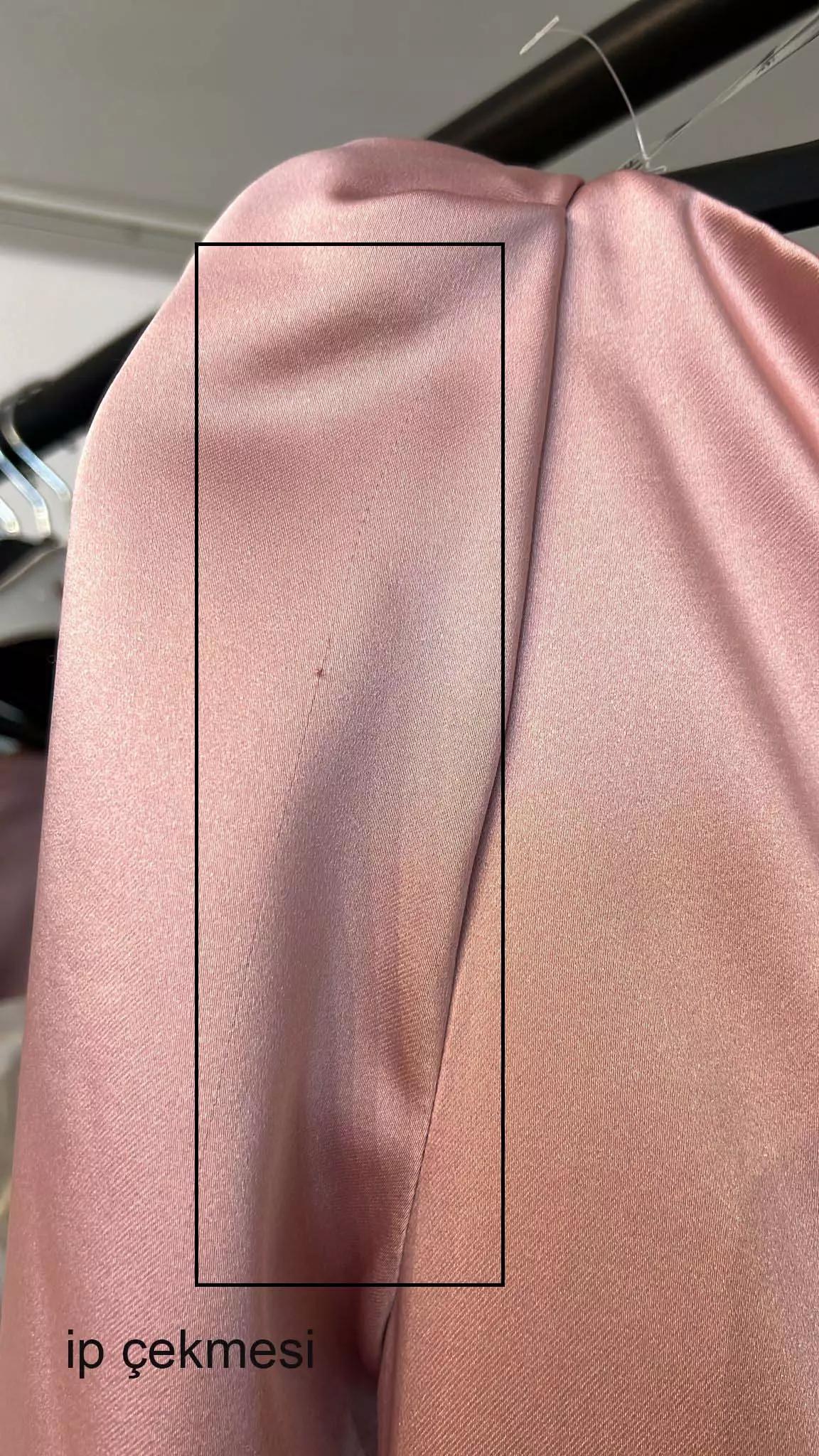 Blush satin long sleeve long dress