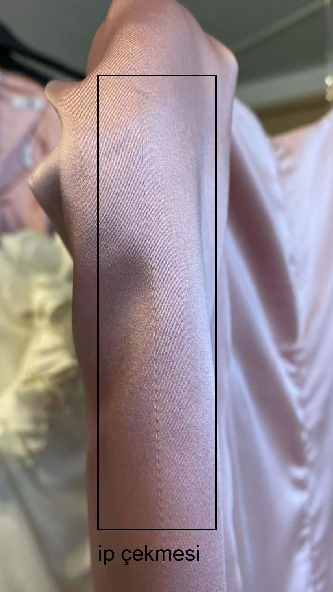 Blush satin long sleeve long dress