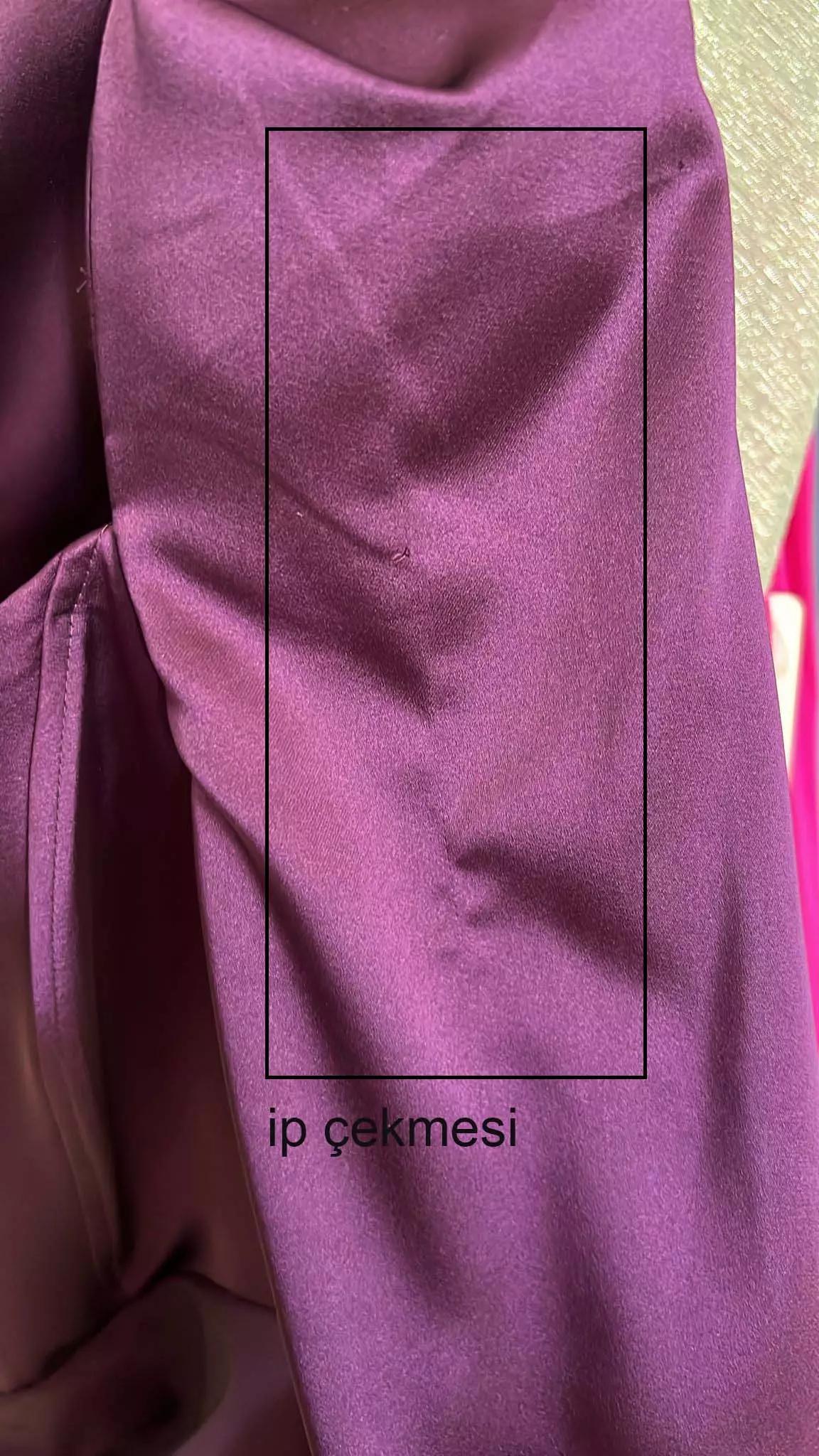 Purple satin long sleeve long dress