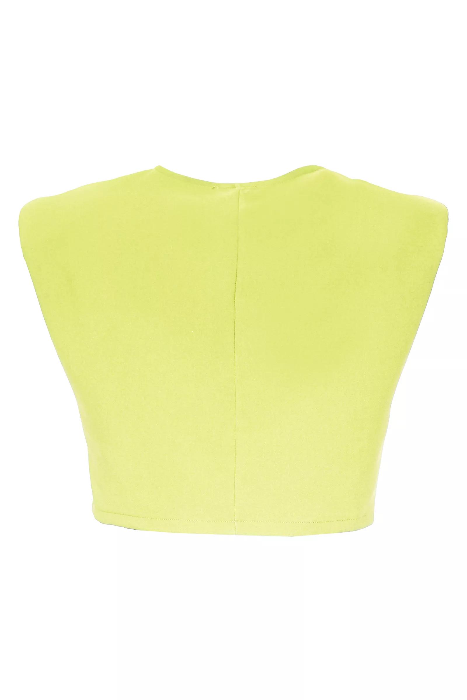 Pistachio green crepe sleeveless crop top