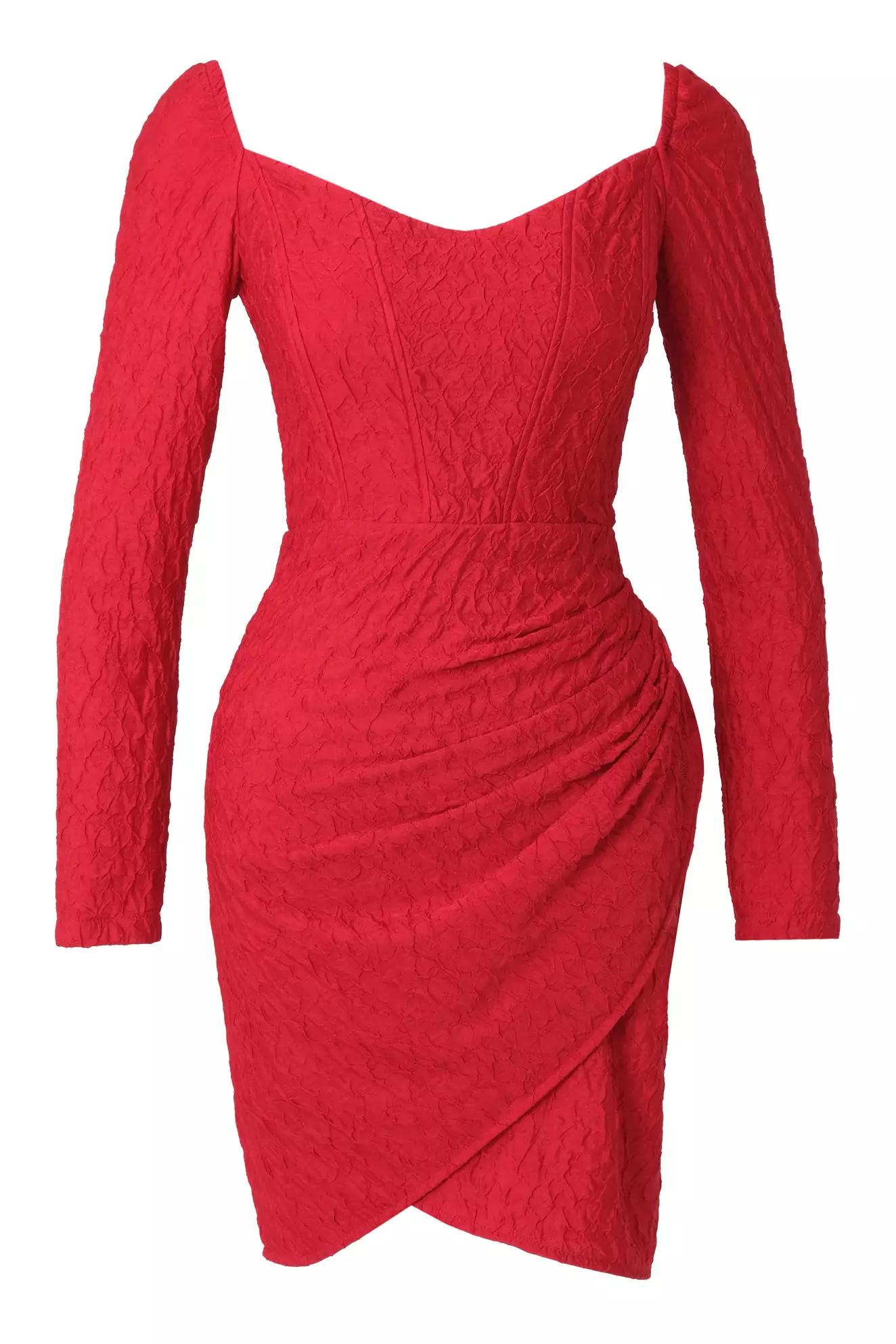 Red sendy long sleeve mini dress