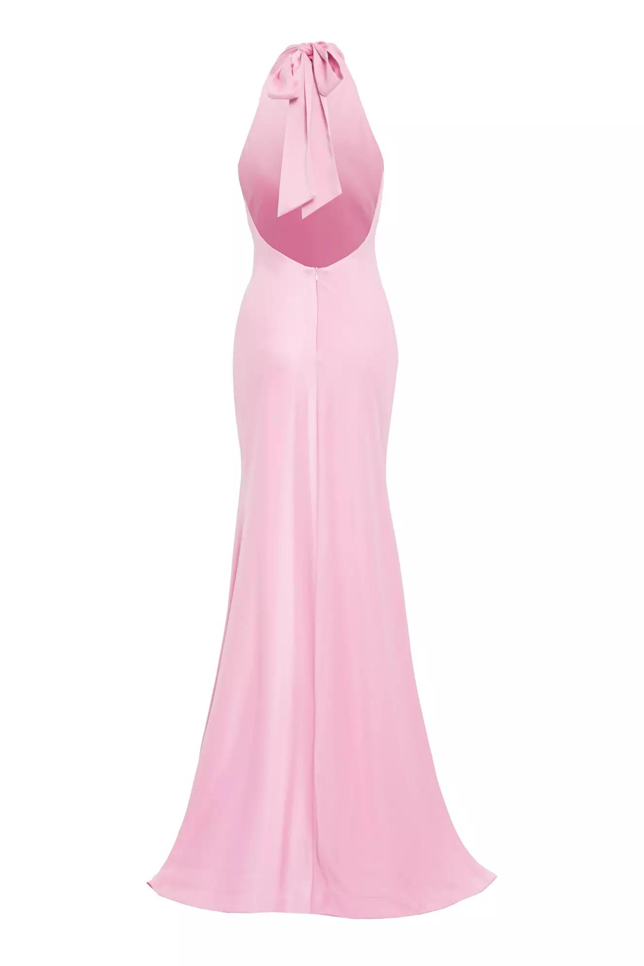 Blush satin sleeveless long dress