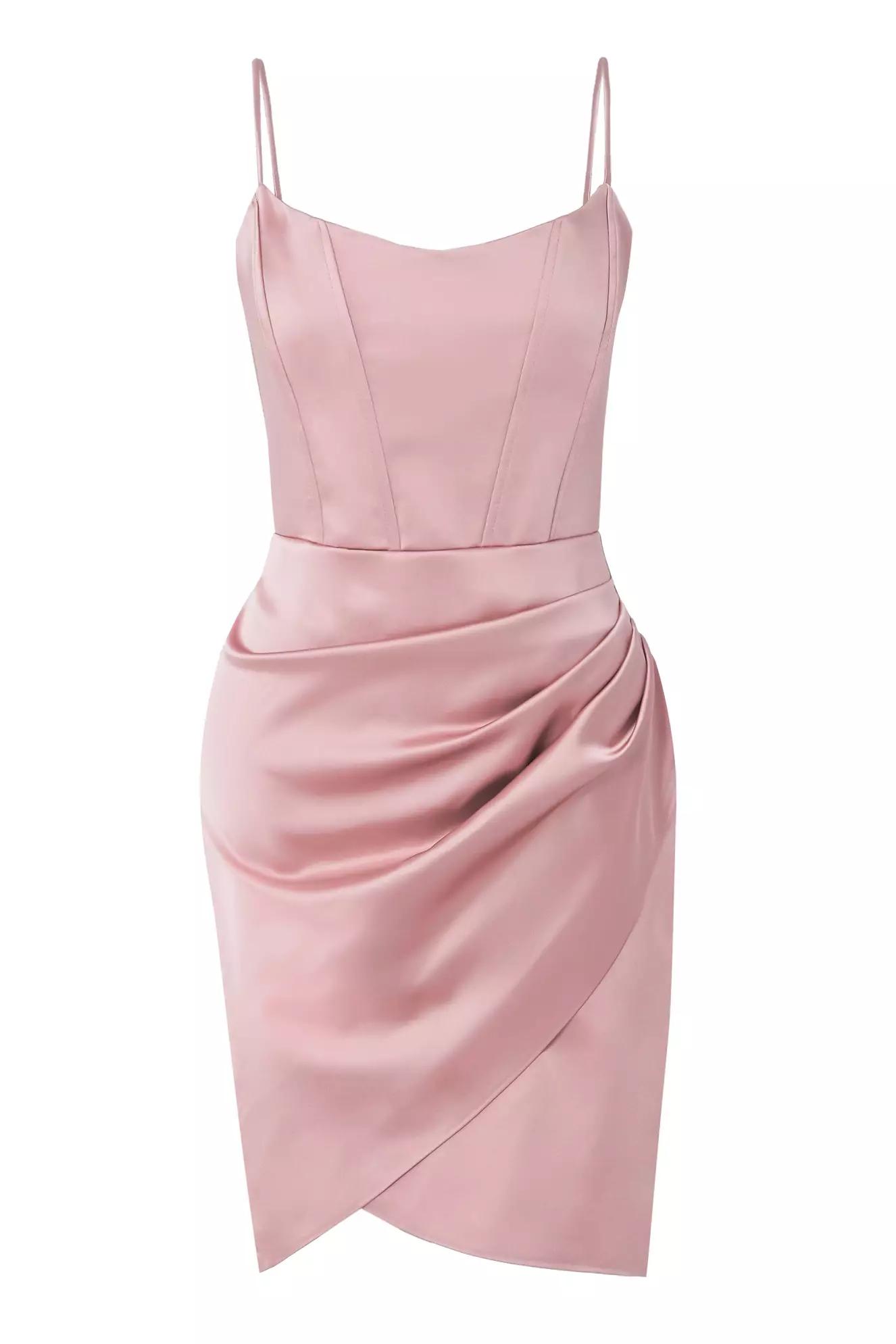 Blush satin sleeveless mini dress