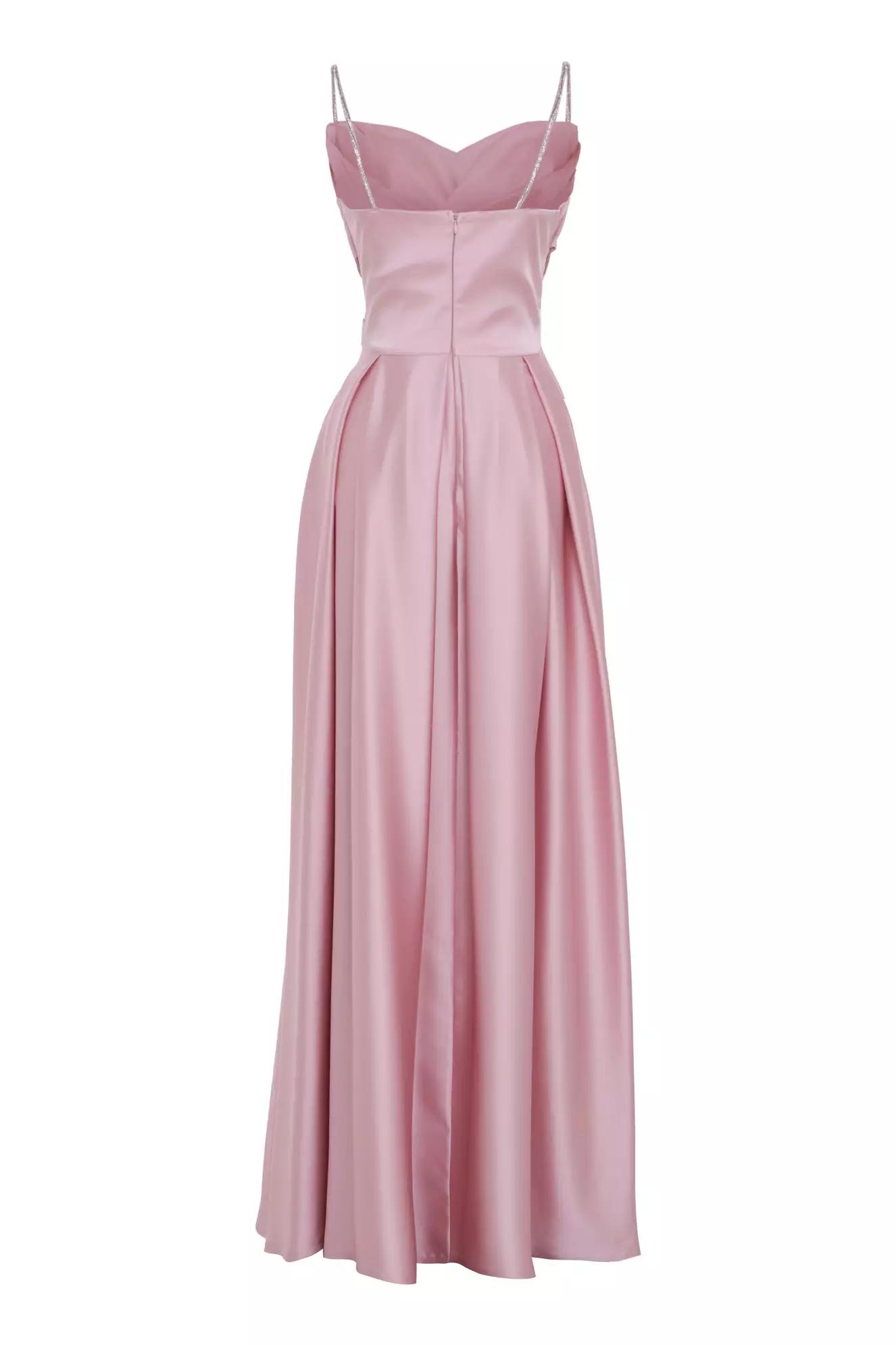 Blush satin sleeveless long dress