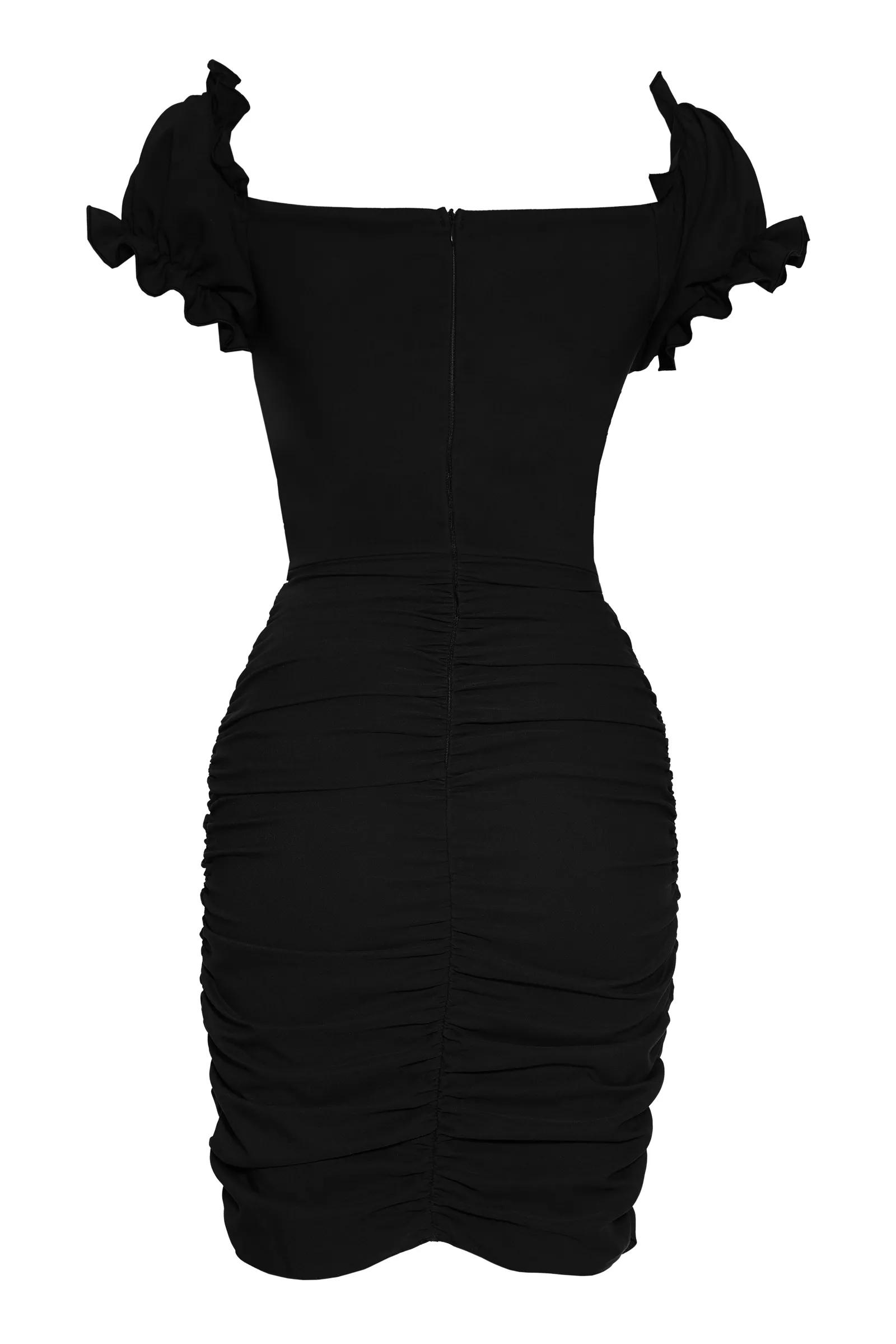 Black crepe sleeveless mini dress