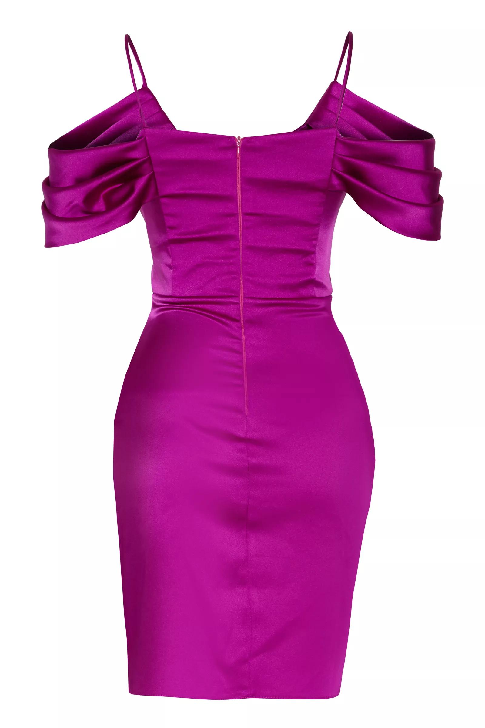 Fuchsia satin sleeveless mini dress