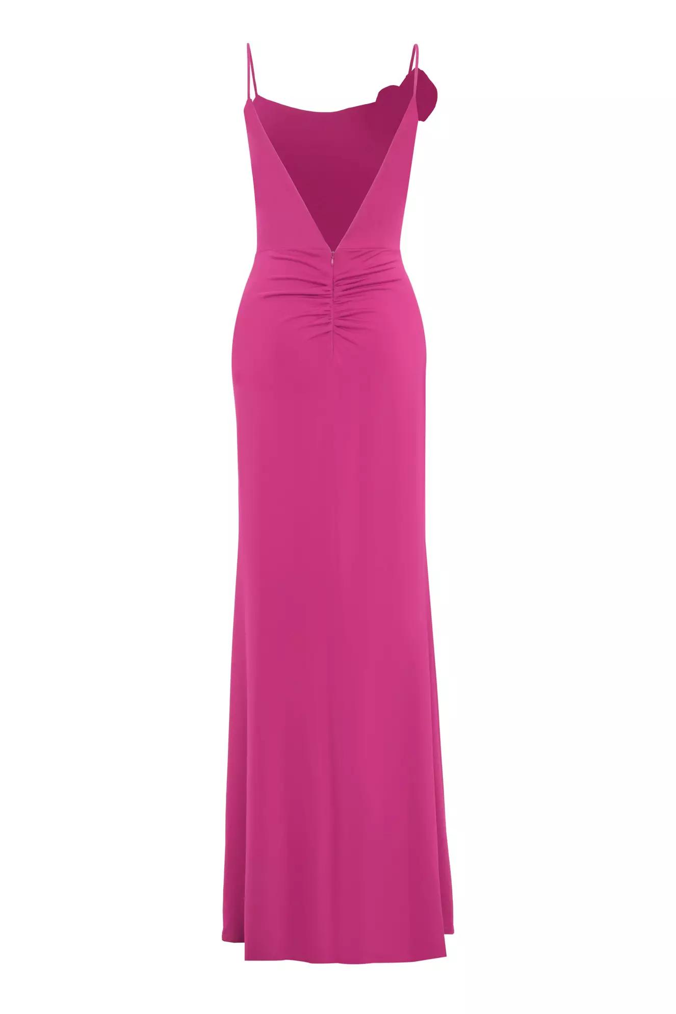 Fuchsia knitted sleeveless long dress